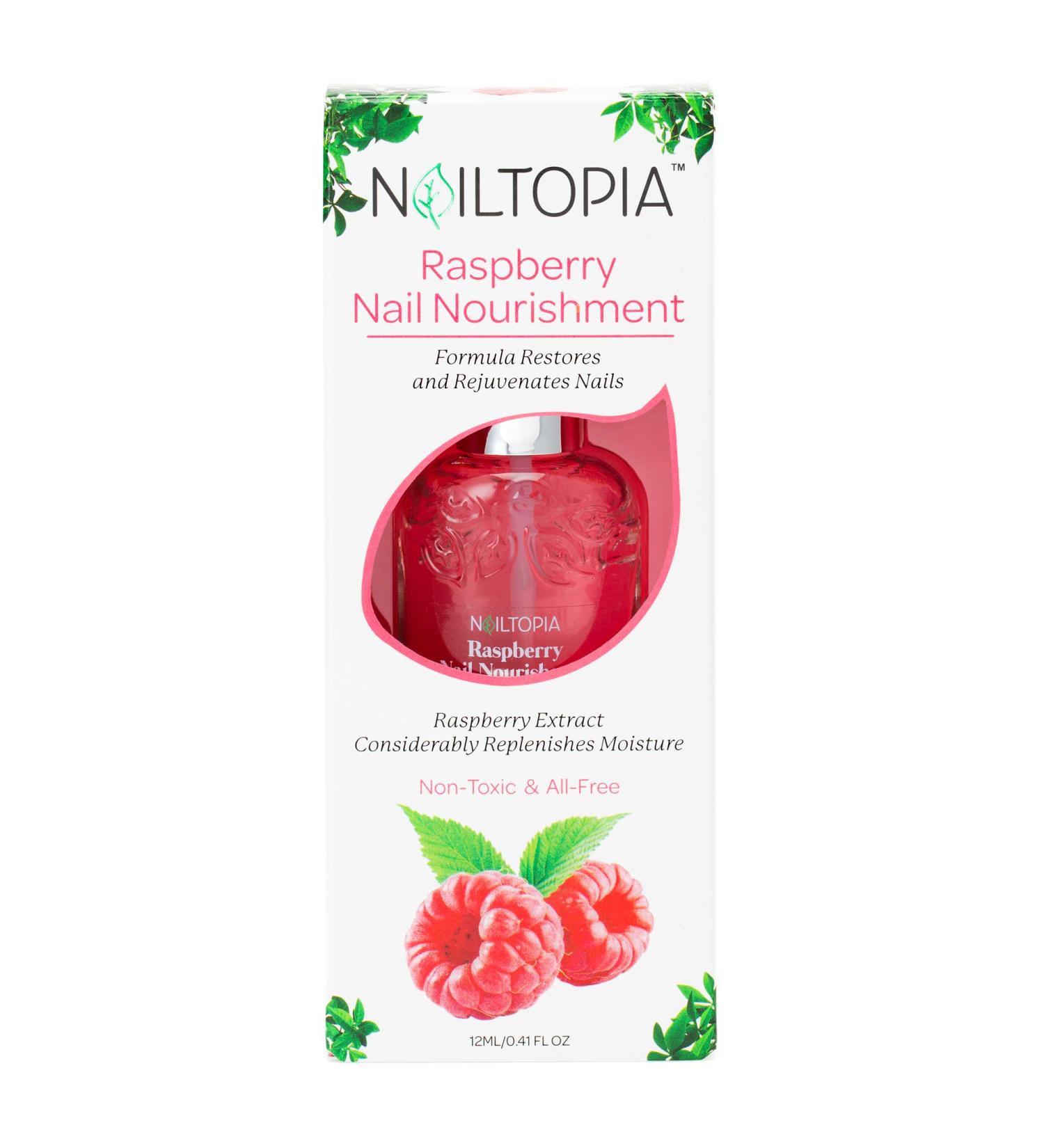 Nailtopia Raspberry Nail Nourishment - Strengthens and Revitalizes Thin, Damaged Nails - Vegan Growth Serum with Vitamins - 0.41 oz - Buy Online on SooperMarket.com