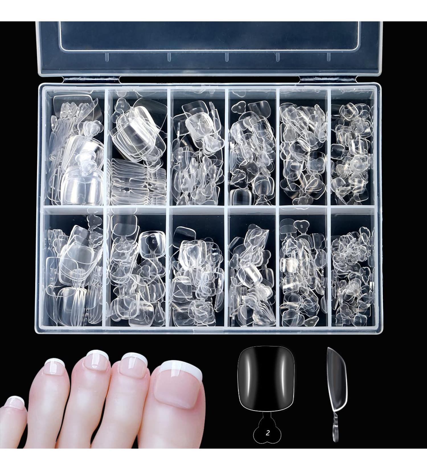 YADADA 240 Pieces Fake Toenail Tips Acrylic False Toenails Full Cover Artificial French Toenails with Box for Nail Salons and DIY Foot Decoration Manicure Tools (Clear) clear 240-1 - Buy Online on SooperMarket.com