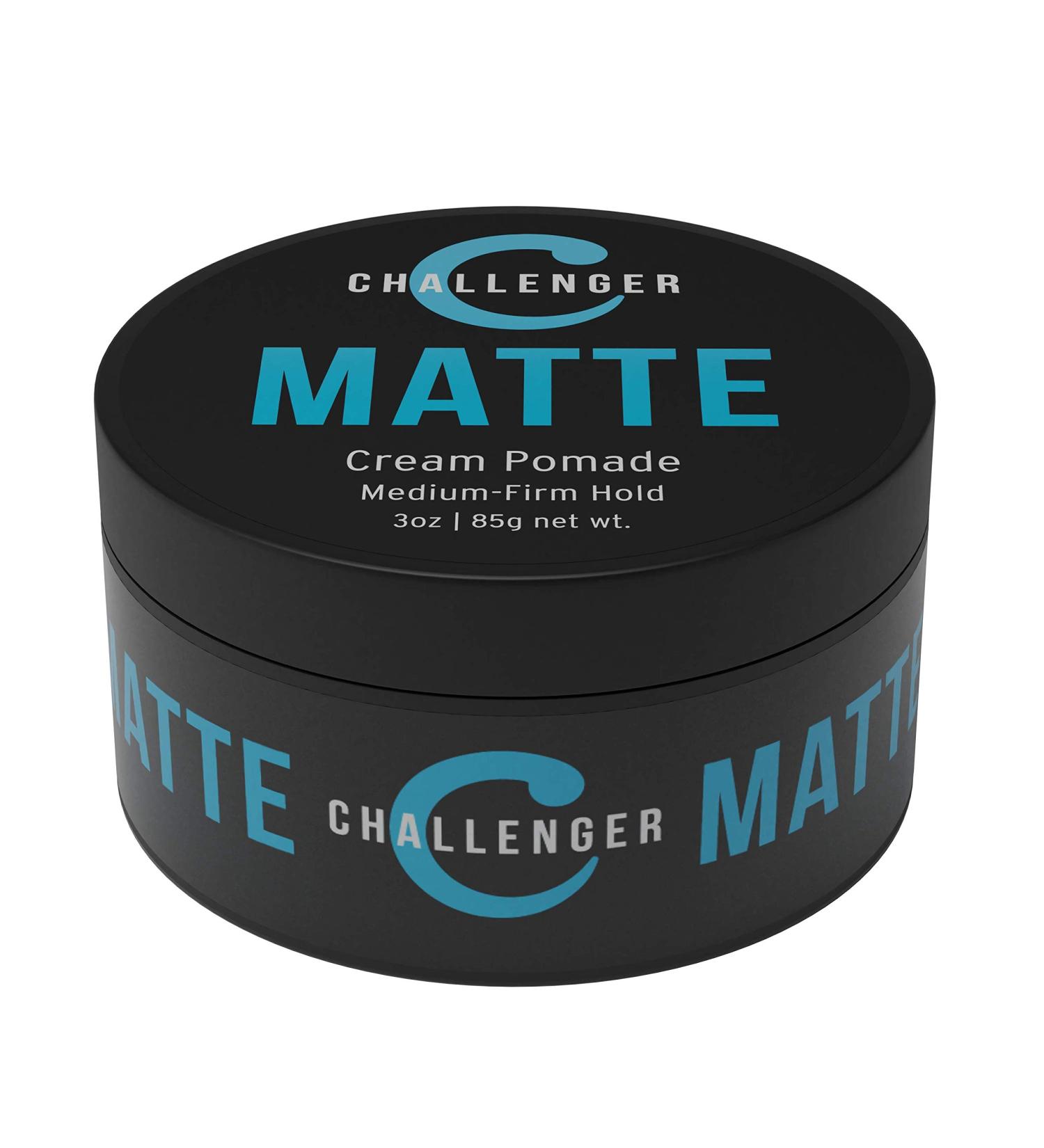 Challenger Mens Matte Cream Pomade 3oz | Natural Finish & Subtle Scent | Medium Firm Hold | Water Based & Travel Friendly | Hair Styling Wax Fiber Clay Paste in One - Buy Online on SooperMarket.com