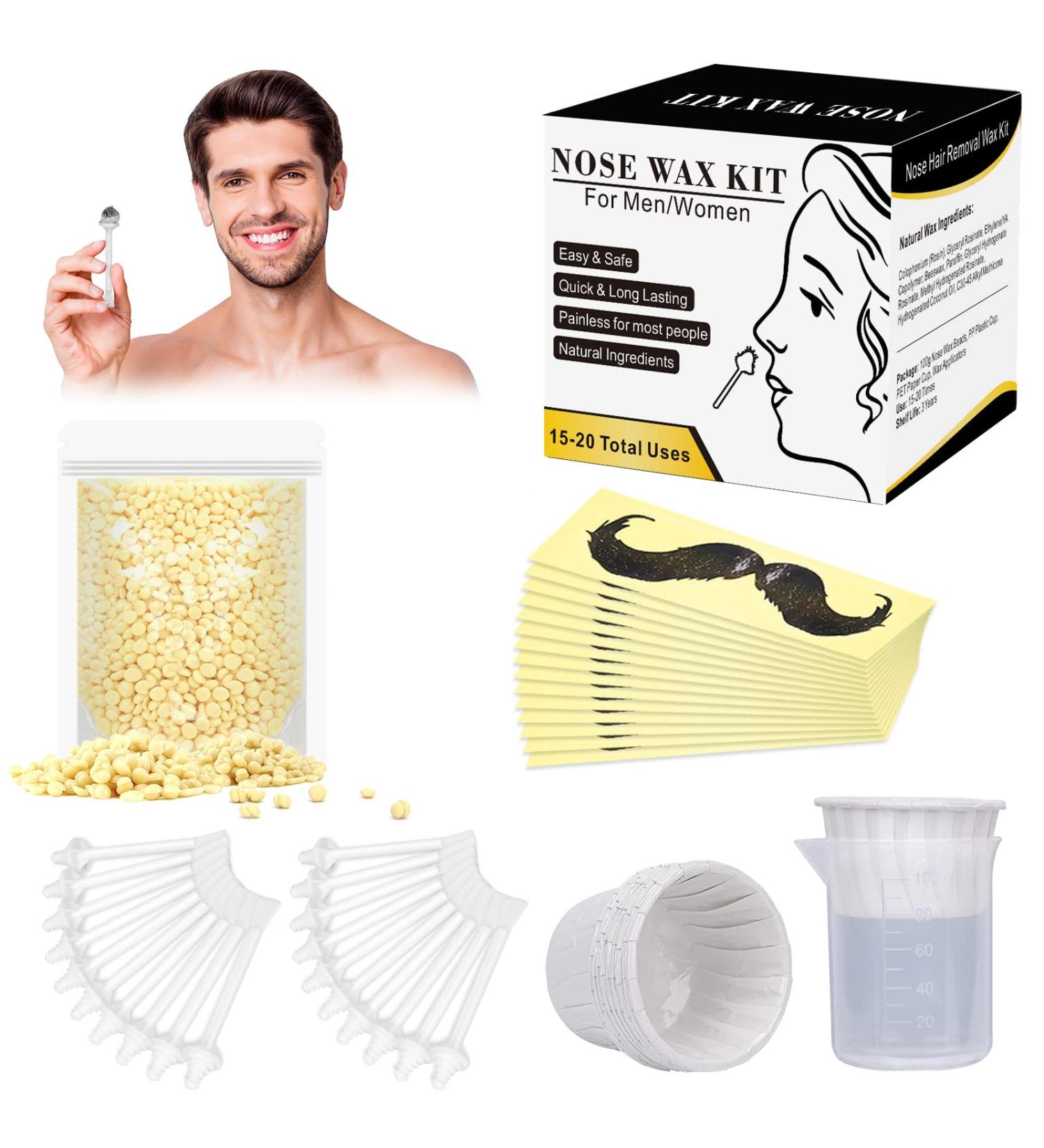 Yovanpur Nose Wax Kit: 100g Wax Beads, 20 Applicators, Mustache Protector, Easy & Painless - Buy Online on SooperMarket.com