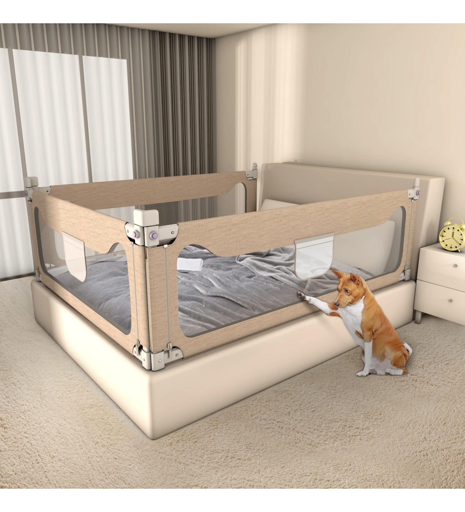Extra Tall Bed Rails for Toddlers - Twin to King Size - Khaki - 1 Side 78.74 L x 27 H - Buy Online on SooperMarket.com