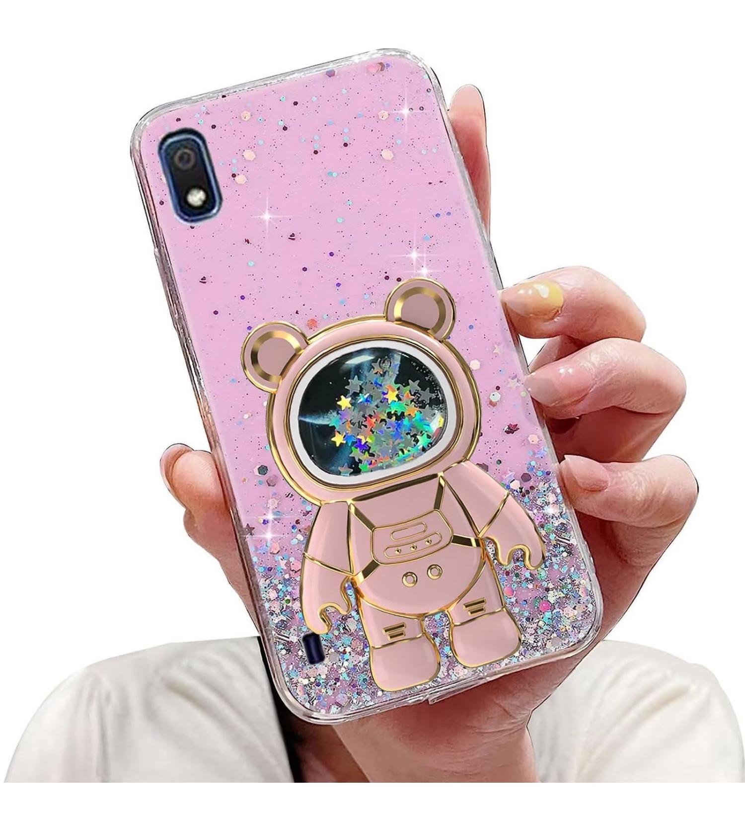 Buy Tivenfezk Nadoli Astronaut Phone Case for Samsung Galaxy A10 - Glitter Bling Soft Silicone Cover Transparent Protective Shell with Hidden Stand - Pink Caricature Design - Buy Online on SooperMarket.com