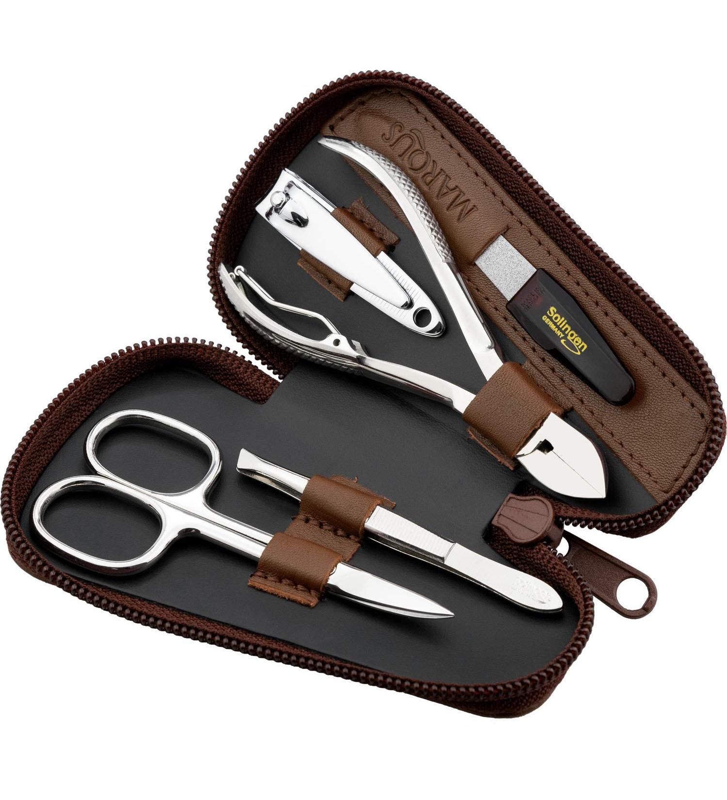 Marqus Nail Set for Men and Women - Premium 5-Piece Manicure Kit from Solingen | Travel-Friendly Brown Case - Buy Online on SooperMarket.com