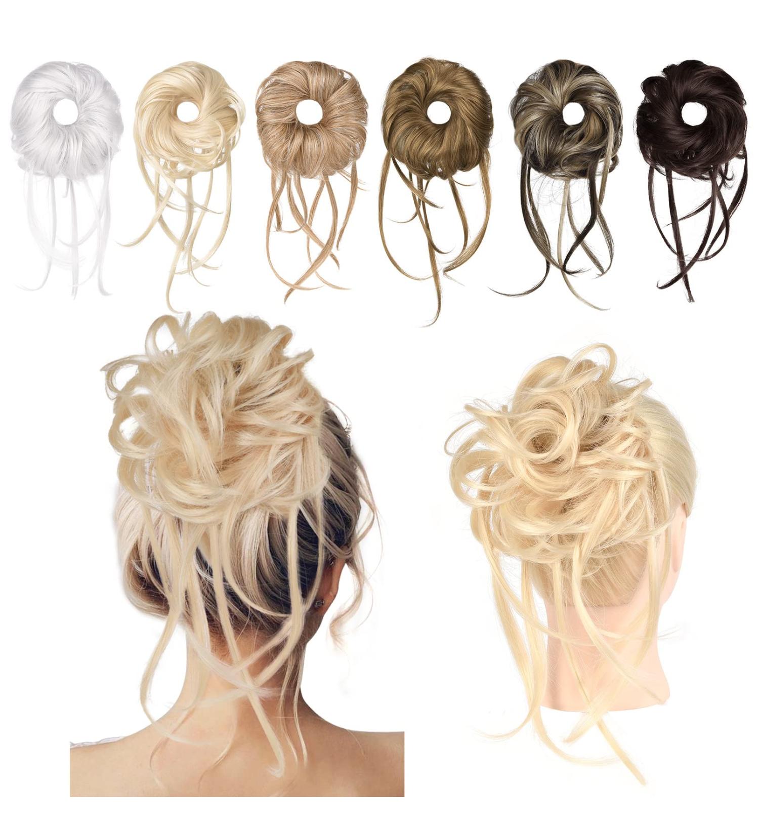 REECHO Super Long Tousled Updo Hair Bun Extension - Beige Blonde | Curly Wavy Hair Wrap Ponytail Scrunchie for Women Girls - Buy Online on SooperMarket.com