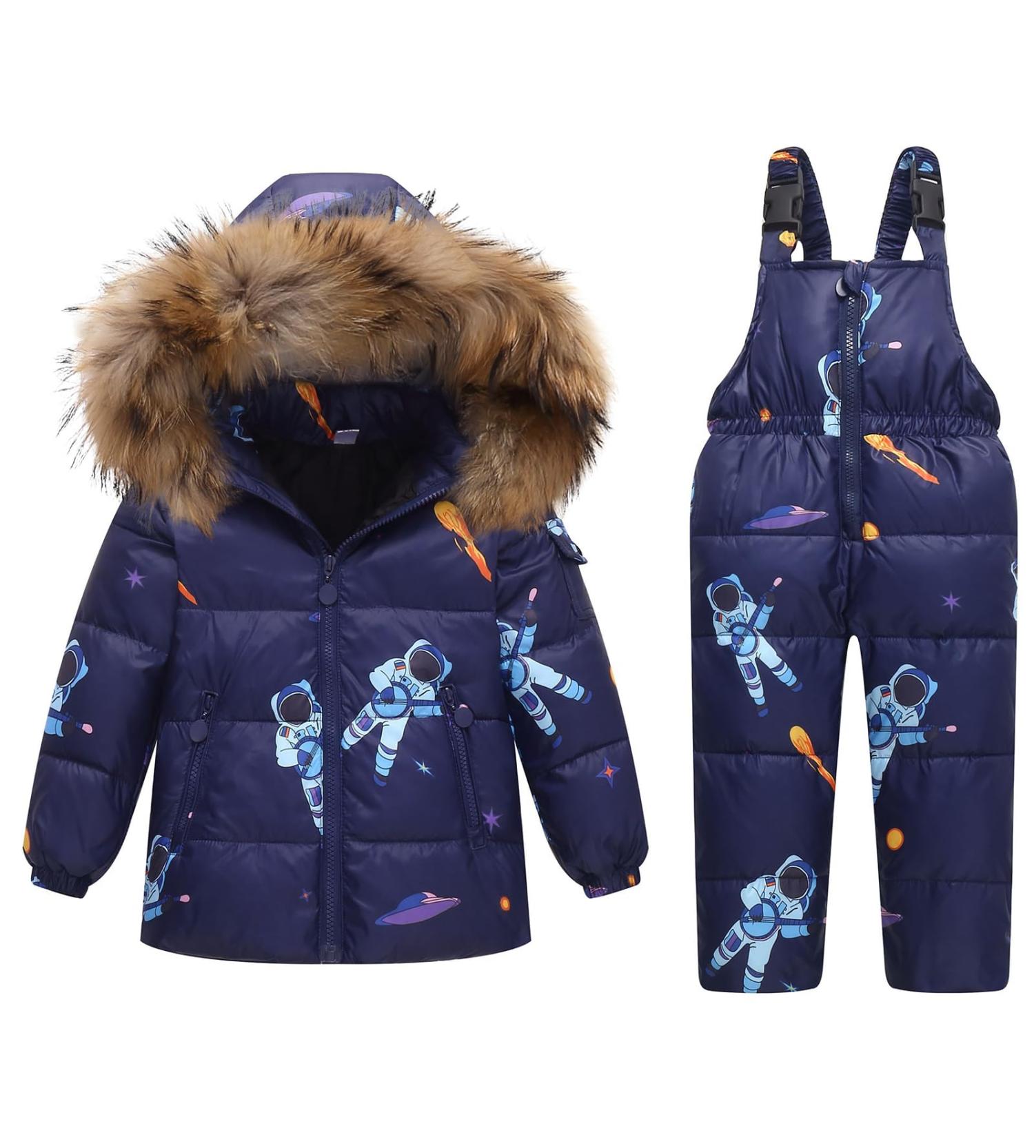 Kids Winter Puffer Jacket and Snow Bib Pants 2-Piece Set | 18-24 Months | Blue - Buy Online on SooperMarket.com