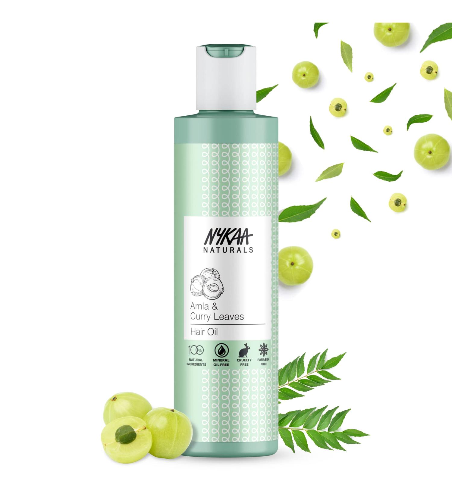 Nykaa Naturals Amla & Curry Leaves Hair Oil - Prevents Hair Loss, Strengthens Roots - 100% Natural, Sulphate Free - 200ml - Buy Online on SooperMarket.com