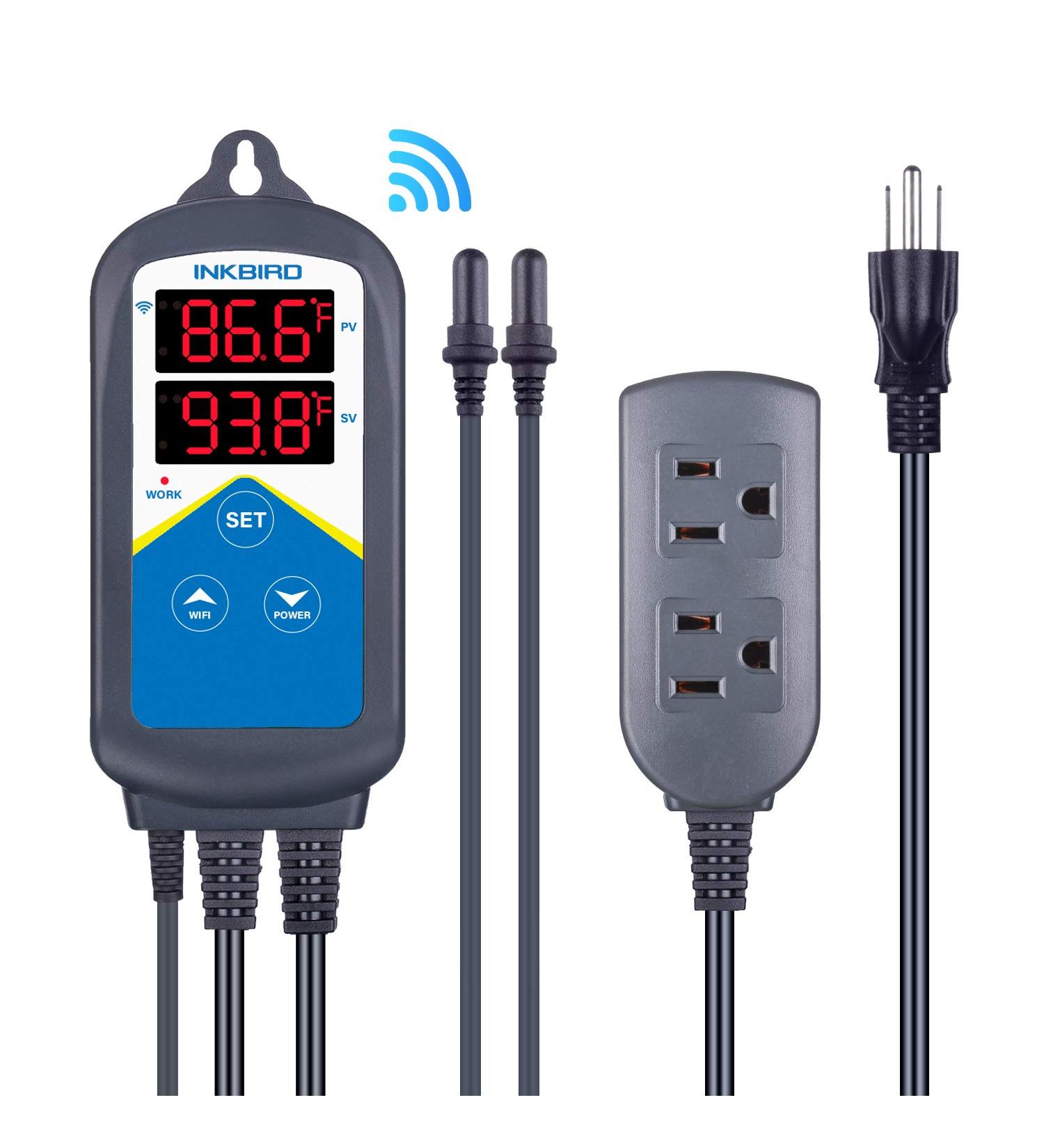 Inkbird ITC-306A WiFi Temperature Controller - 120V1200W Aquarium Thermostat Heater Controller with Two Probes for Reptiles & Hatching - Buy Online on SooperMarket.com