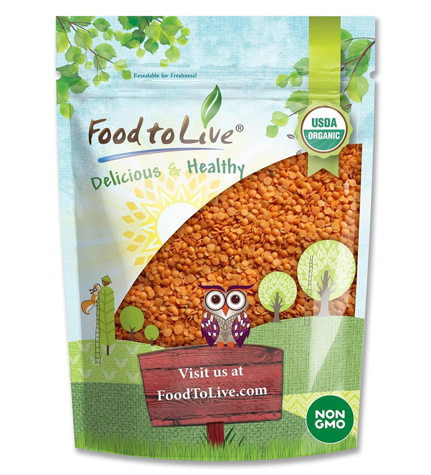 Organic Red Split Lentils 3lb - Non-GMO Masoor Dal, Vegan & Kosher - High Fiber & Protein, No Soaking - Ideal for Soups, Dhal & Curries - Buy Online on SooperMarket.com