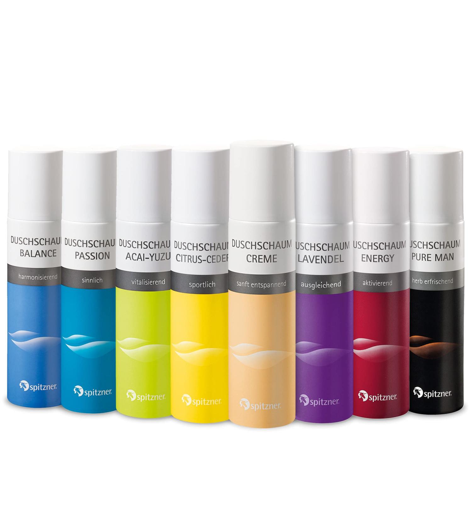 Spitzner Shower Foam Discoverer Set (8 x 150 ml) - Vegan & Dermatologically Tested - Citrus Ceder Acai Yuzu Energy Passion Lavender Pure Man & Balance - Buy Online on SooperMarket.com
