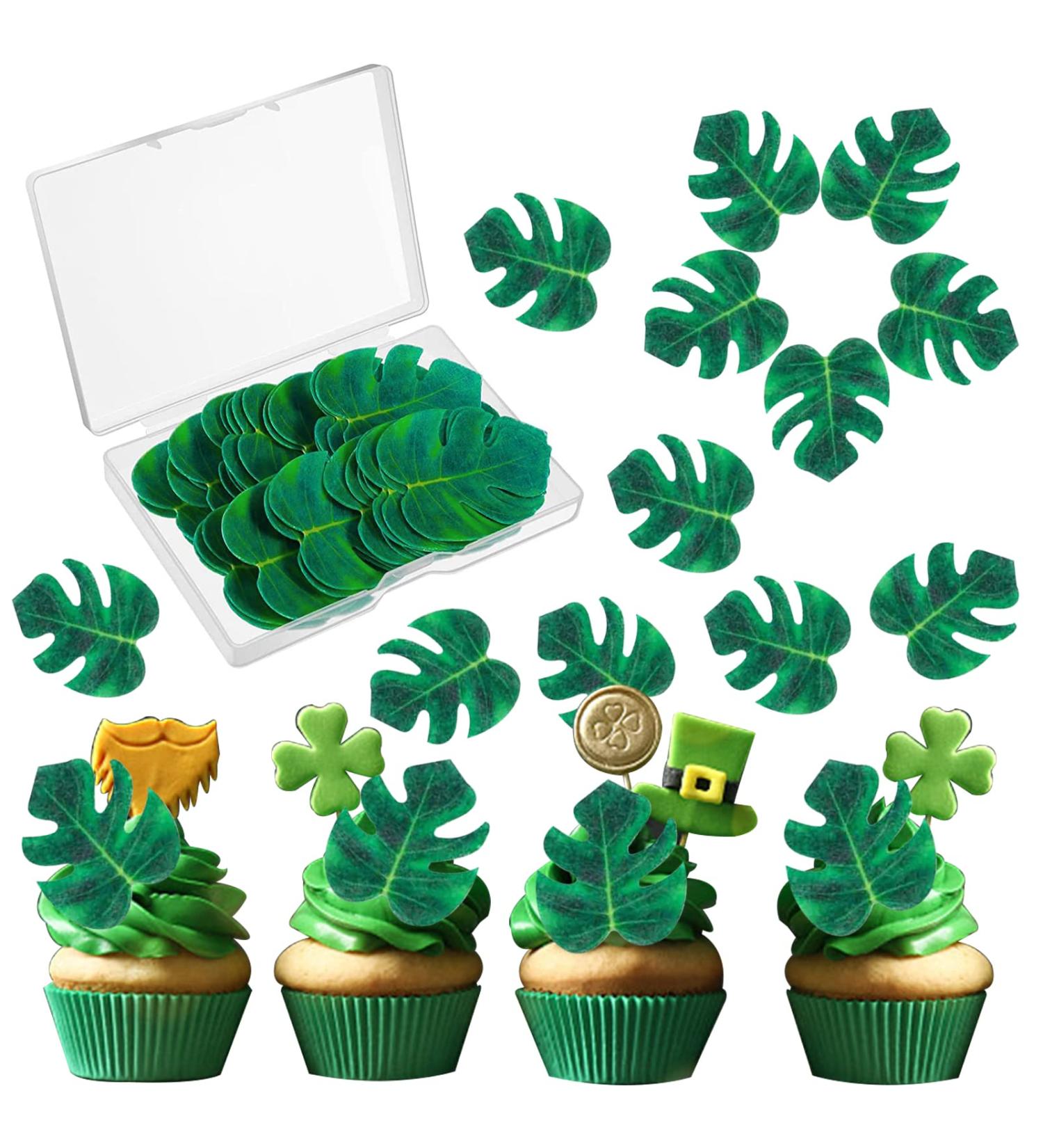48 Pcs Tropical Turtle Leaf Cake Toppers Cupcake Toppers Palm Leaf Cake Toppers Wafer Paper Leaf Cake Decoration Hawaii Theme Jungle Party Birthday Cake Decor - Buy Online on SooperMarket.com