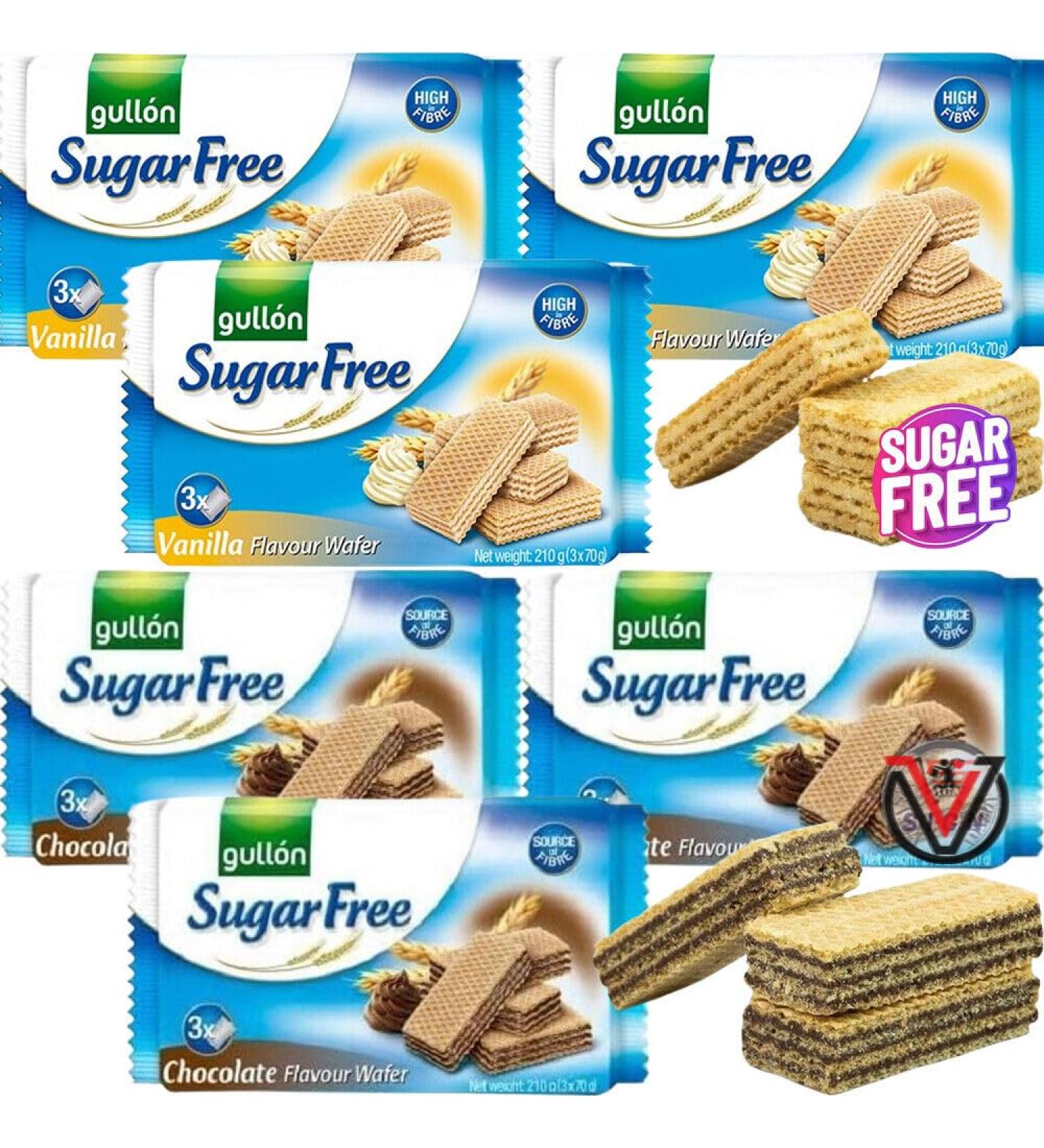 06 x Mixed Gullon Sugar Free Vanillac & Chocolate Creme Filled Wafer 210g - Great as Breakfast Biscuits | VIMIX - Buy Online on SooperMarket.com