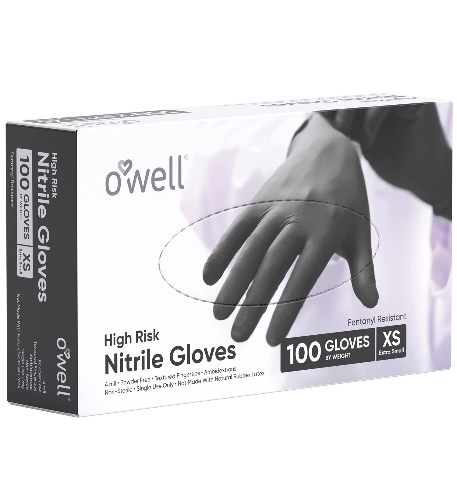 OWell High Risk Nitrile Gloves | Fentanyl Resistant 4mil Latex-Free Medical Exam Gloves - X-Small (100 Count) - Buy Online on SooperMarket.com