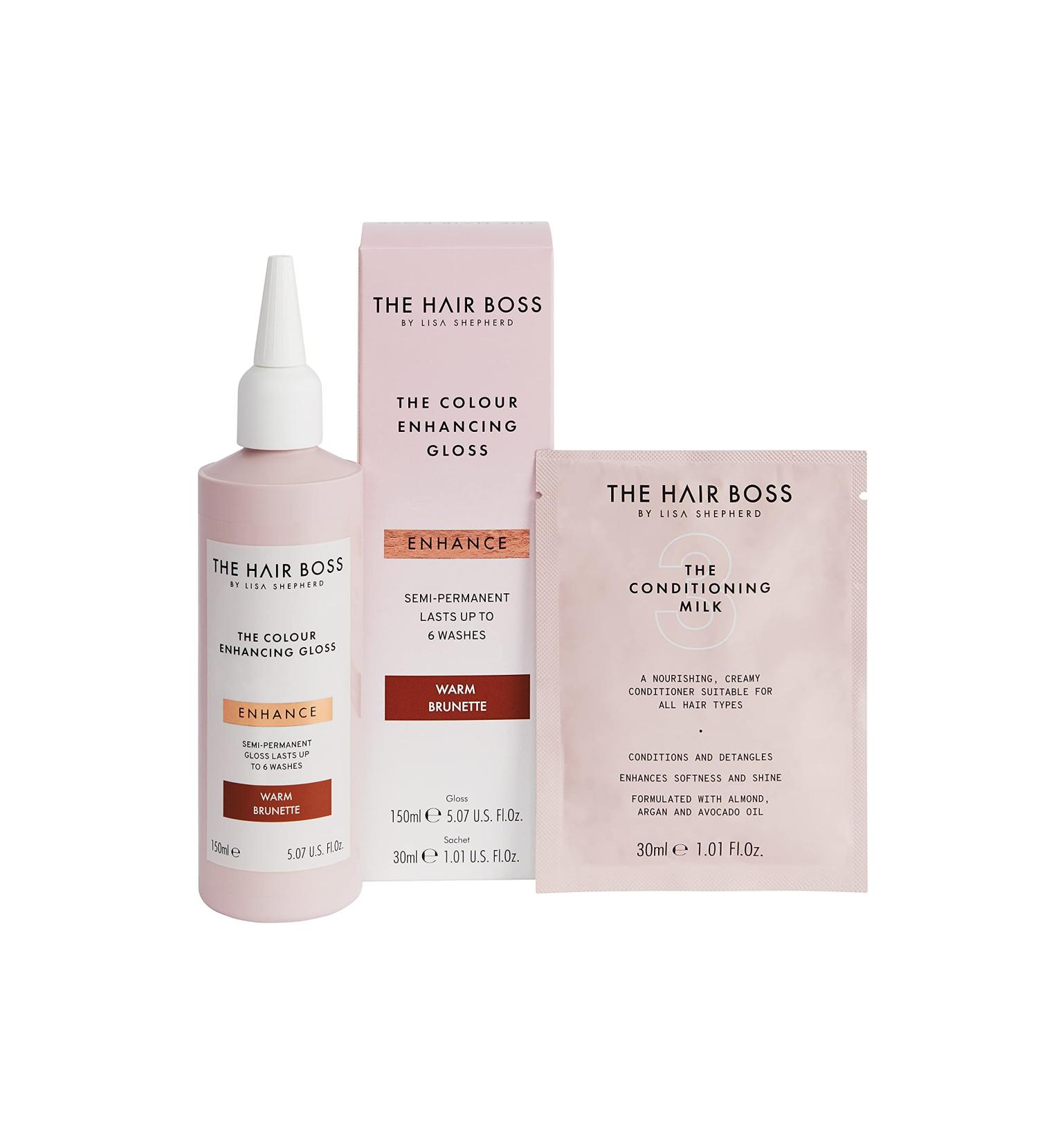 The Hair Boss Warm Brunette Colour Enhancing Gloss 150ml - Semi-Permanent Hair Treatment - Buy Online on SooperMarket.com