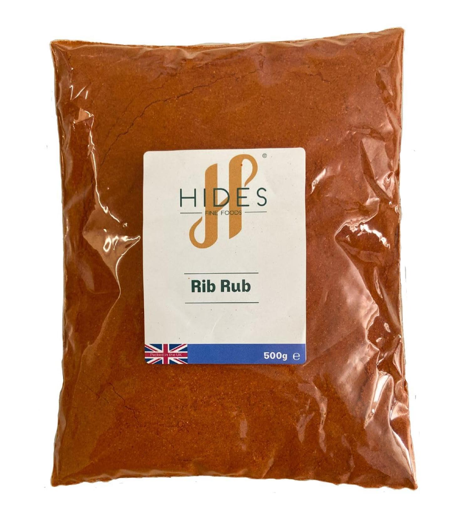 Hides Fine Foods - Rib Rub 500g - GMO Free - Suitable for Vegetarians - BBQ Seasoning - Meat Seasoning - Vegetable Seasoning - Perfect for Summer Cooking - Buy Online on SooperMarket.com