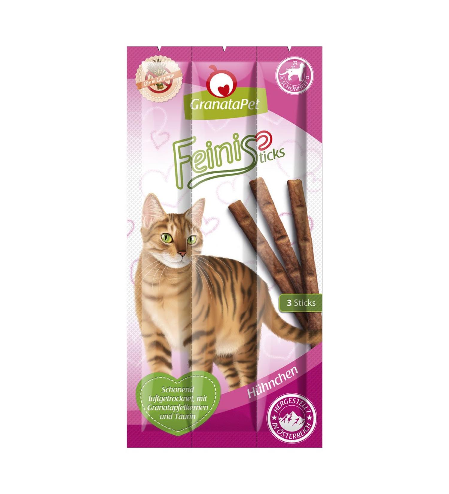 Granapet Feingisticks Chicken 24 x 15g tasty causnack for cats supplementary feed cat treats without grain & sugar additives reward for playful velvet paws chicken 360 g (1 Pack)