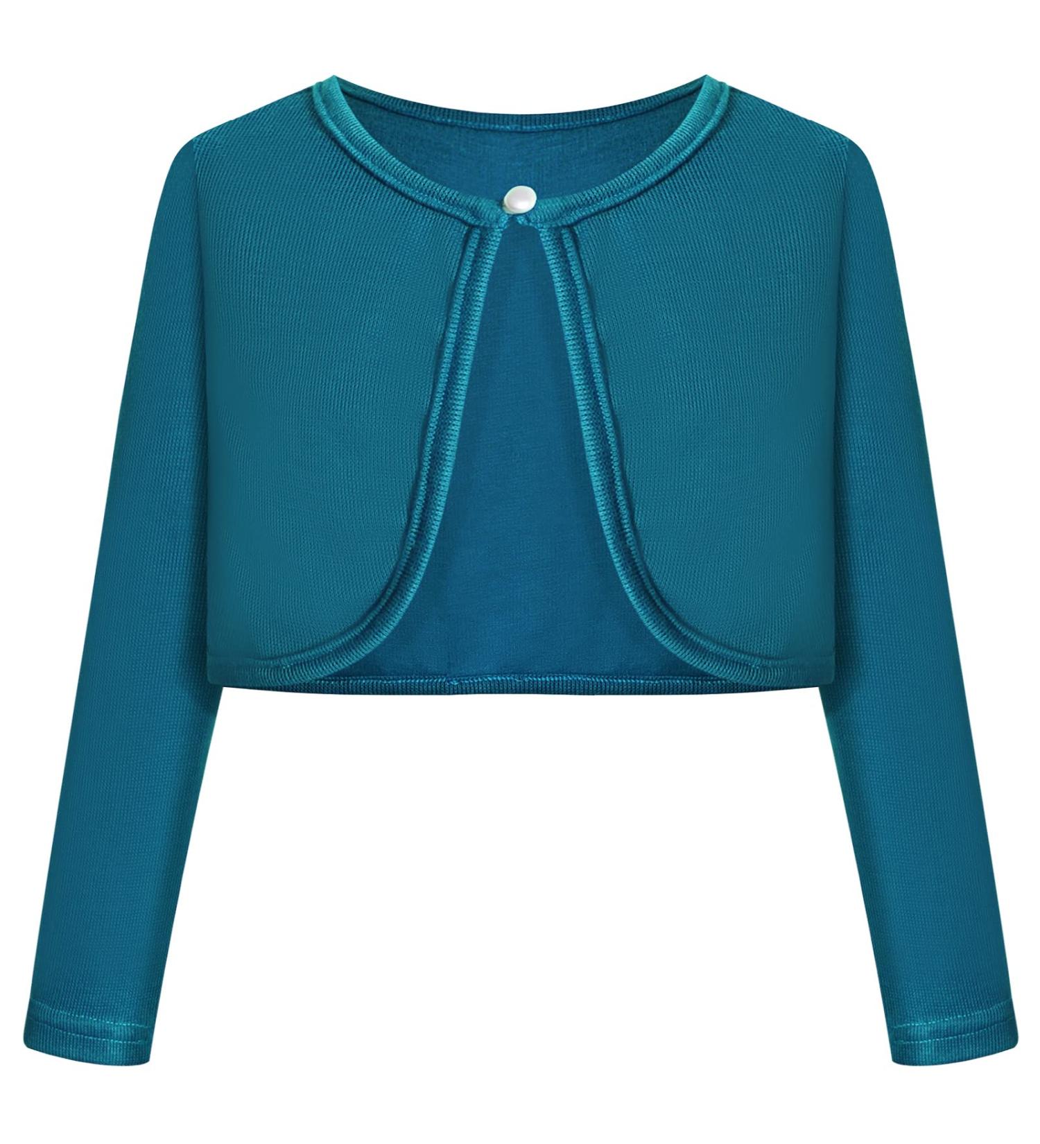 Bonny Billy Girls Knitted Cotton Bolero Shrug Cardigan - Dark Green (8-9 Years) - Buy Online on SooperMarket.com