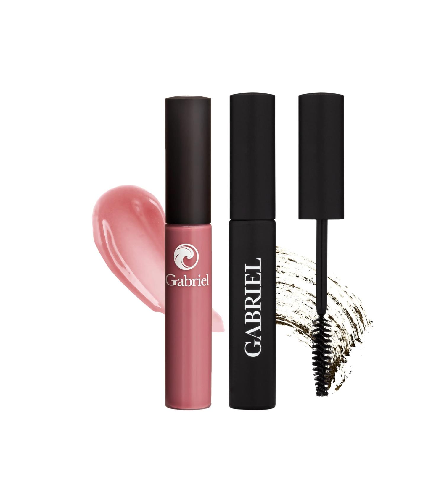 Gabriel Cosmetics Natural Lip Gloss | Paraben Free, Vegan, Gluten-free | Infused with Jojoba Seed Oil & Aloe | Long Lasting .27 fl oz (Soft Berry Gloss & Black/Brown) - Buy Online on SooperMarket.com