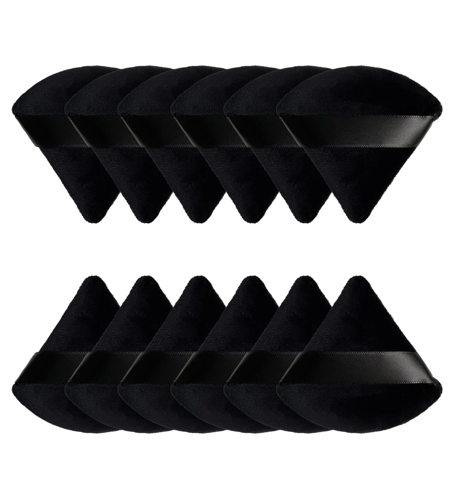 12 Pcs Powder Puff Makeup Triangle Powder Puff Soft Powder Puffs Sponge Reusable Makeup Triangle Sponges with Strap for Loose Powder Body Eyes Cosmetic Foundation Wet Dry Makeup Tool Black - Buy Online on SooperMarket.com