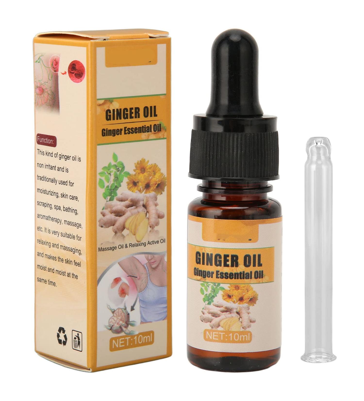 Ginger Essential Massage Oil 10ml - Natural Lymphatic Drainage & Deep Tissue Care - Buy Online on SooperMarket.com