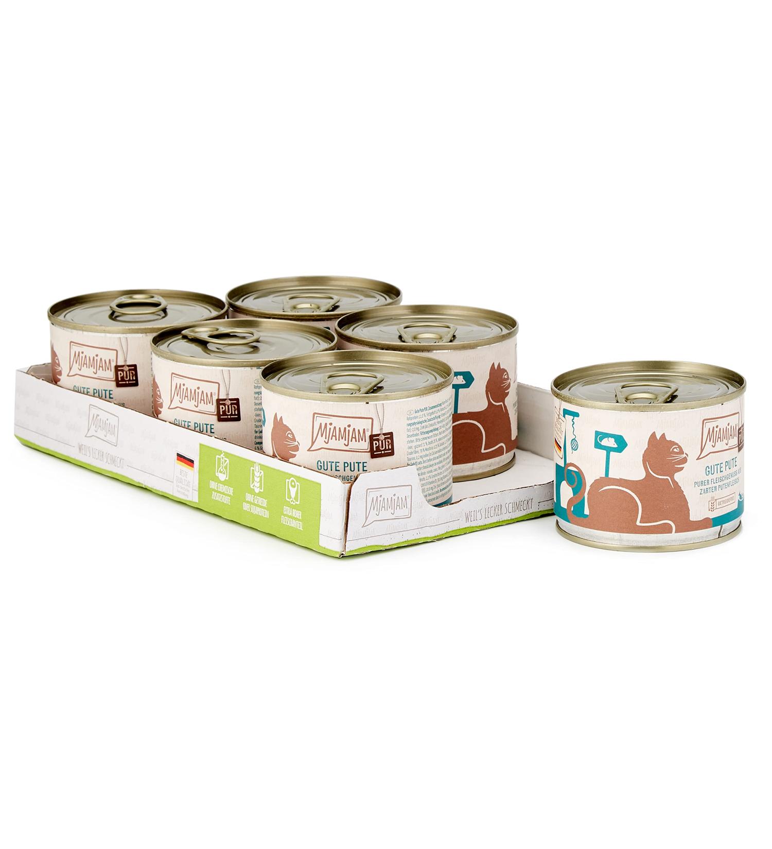 Mjamjam Premium Wet Cat Food - Grain Free Turkey - 6 Pack (6 x 200g) - Pure Meat Delight - Buy Online on SooperMarket.com
