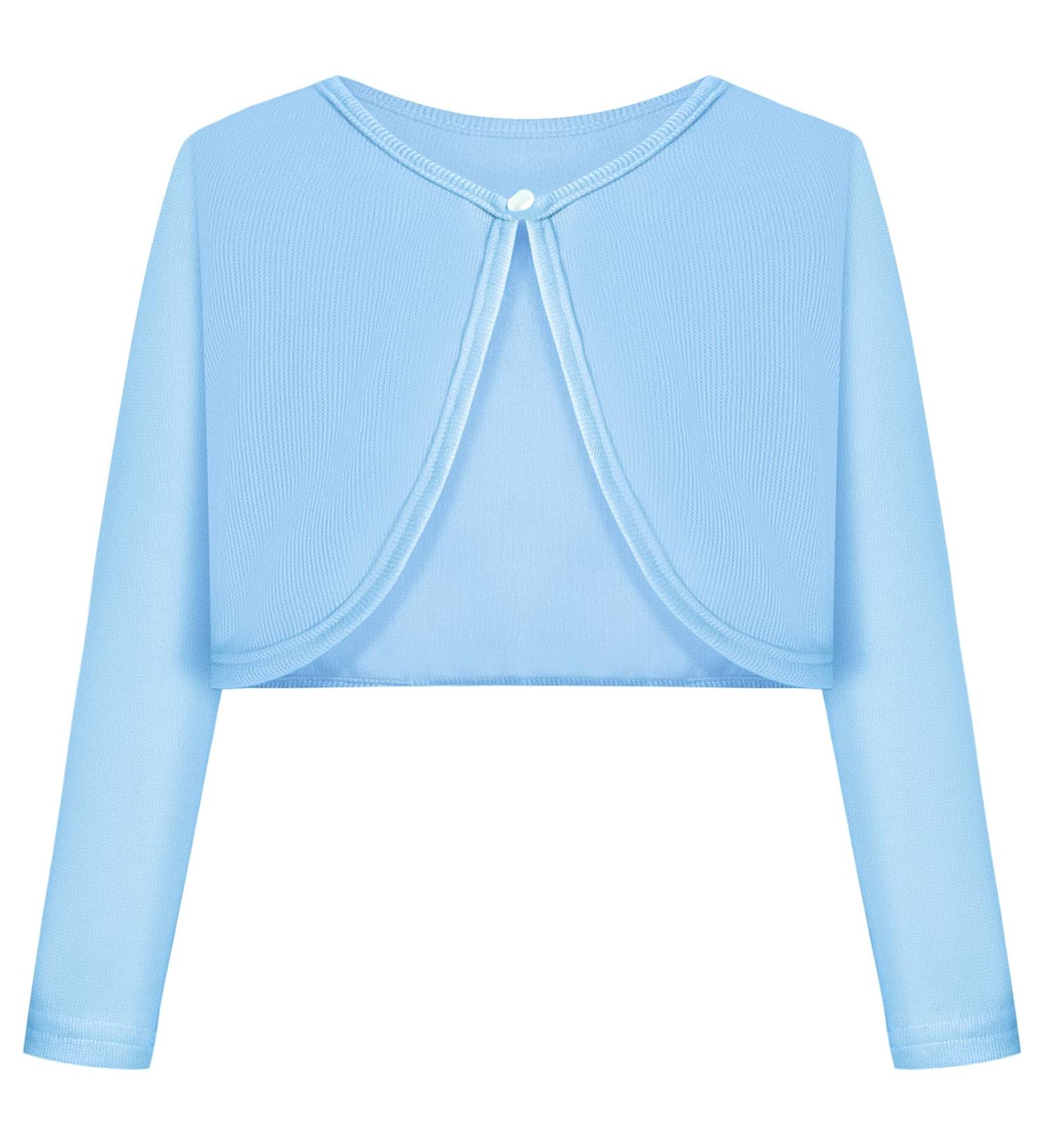 BONNY BILLY Girls Knitted Cotton Bolero Shrug Cardigan, Light Blue, Size 8-9 Years - Buy Online on SooperMarket.com