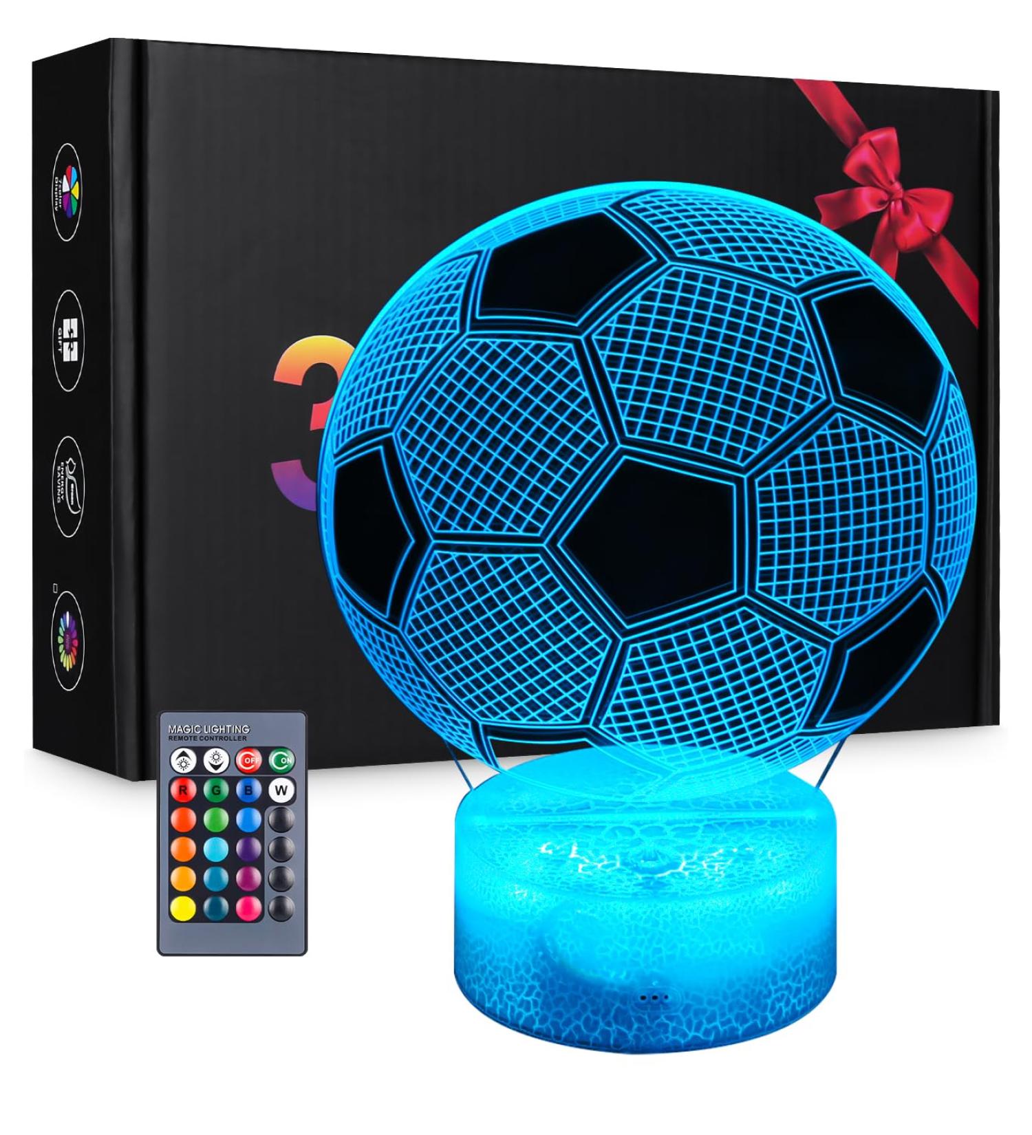 3D Football Night Light for Kids - Remote Control & 16 Colors | Perfect Football Gifts for Young Girls & Sports Fans - Buy Online on SooperMarket.com