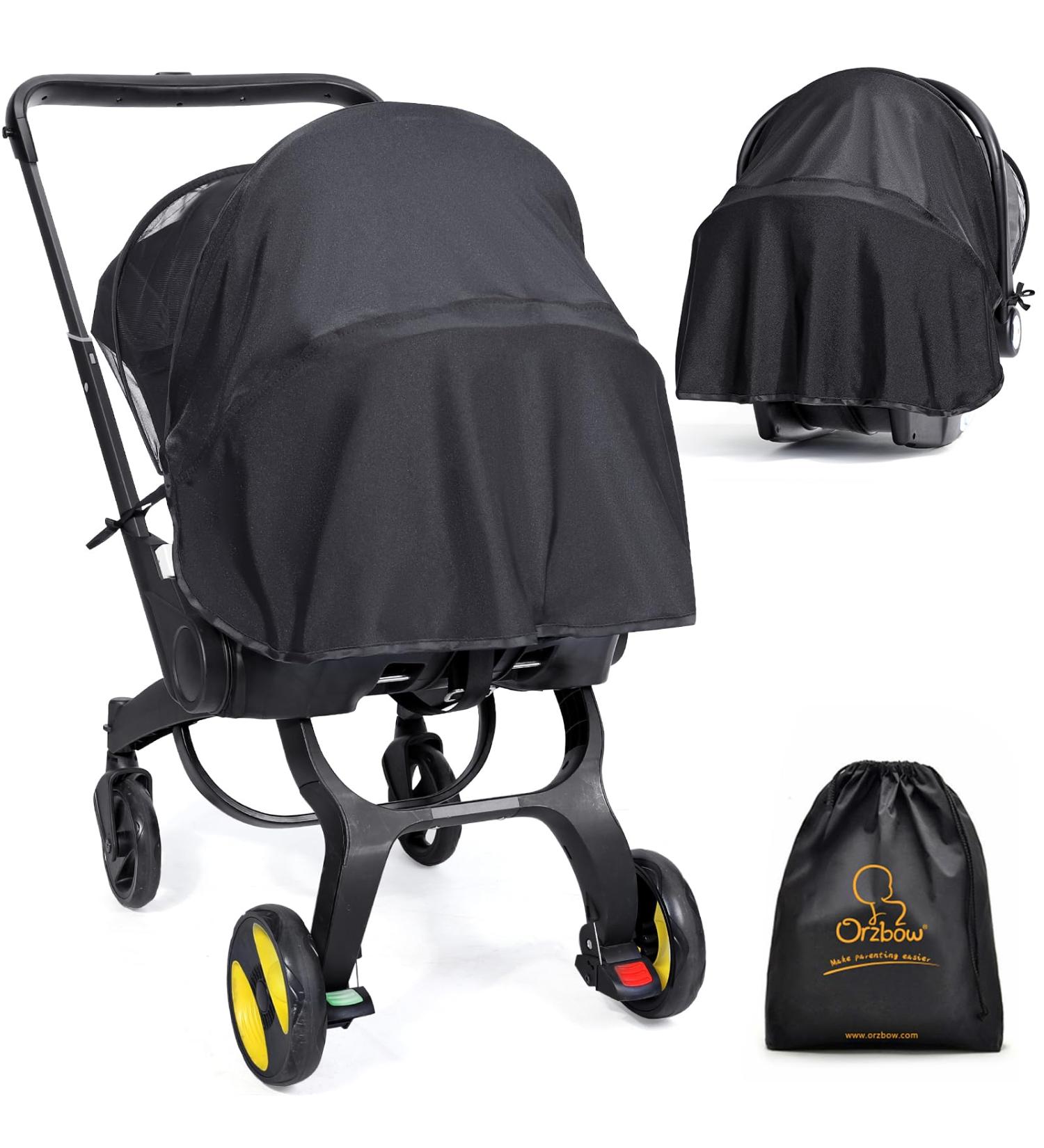 Buy Orzbow 2-in-1 Insect & Sun Protection for Baby Seats | Breathable UPF 50+ Sun Sail & Universal Mosquito Net for Maxi-Cosi Cybex Joie Black Deluxe - Buy Online on SooperMarket.com