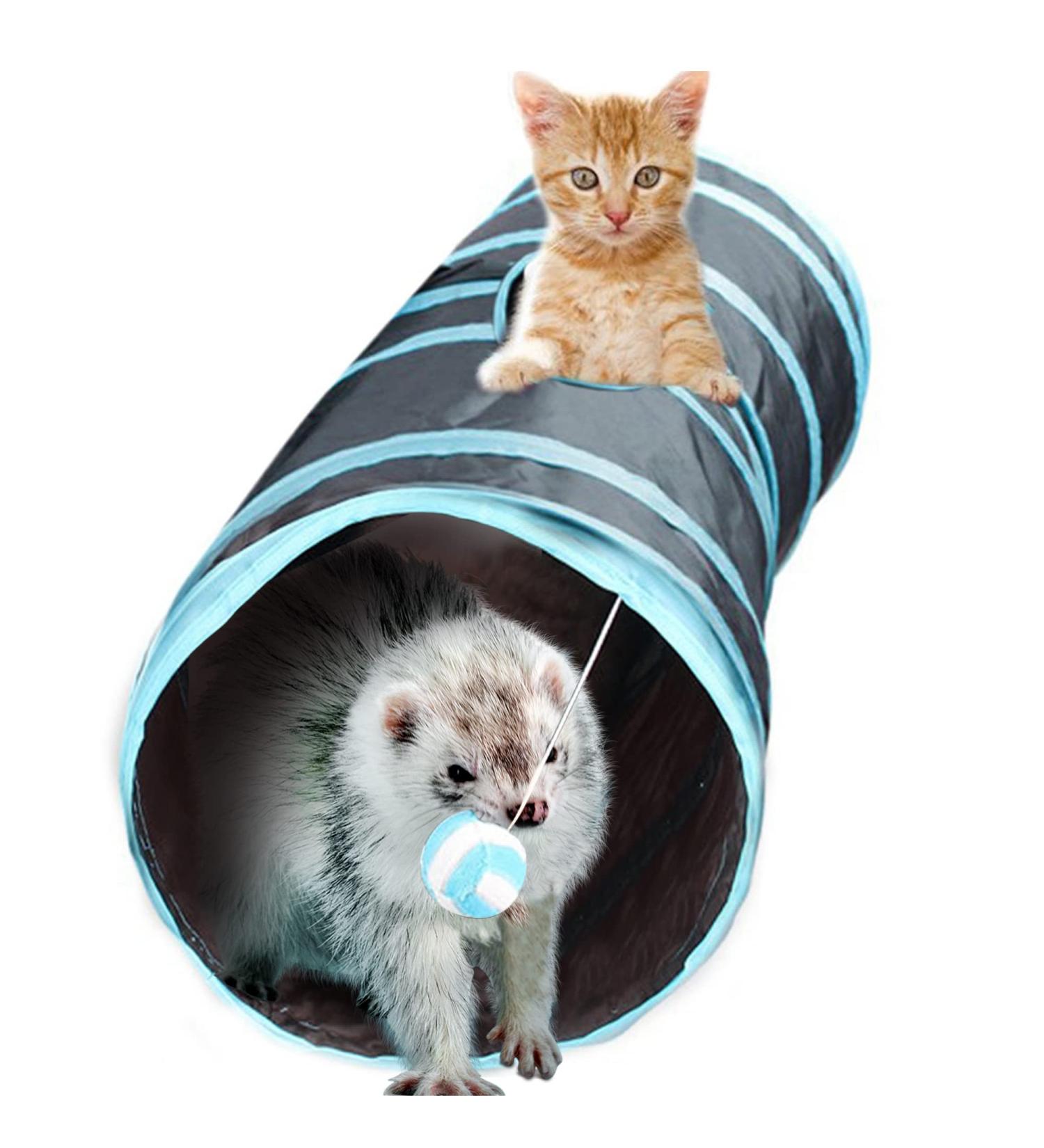SunGrow Large Cat Tunnel Toy with Play Ball - Collapsible Maze Tube for Indoor Cats, Kittens, Rabbits, and Dogs - Buy Online on SooperMarket.com