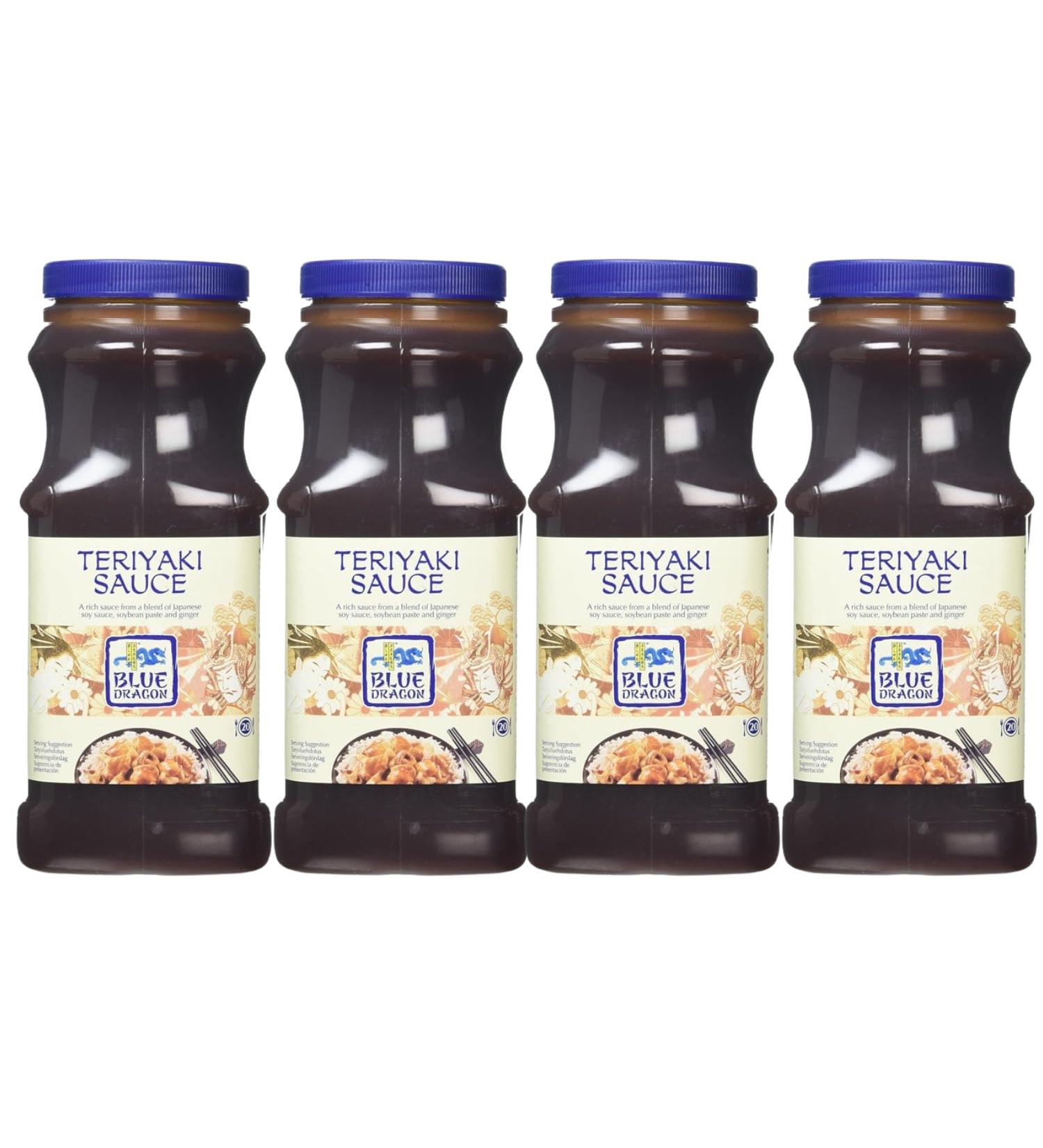 Teriyaki Sauce Blue Dragon 1 Litre | Sweet & Savoury Teriyaki-Noodles Marinade for Chicken Beef Salmon - Vegetables Gluten Free Vegan - Pack of 4 X 1 ltr - Buy Online on SooperMarket.com