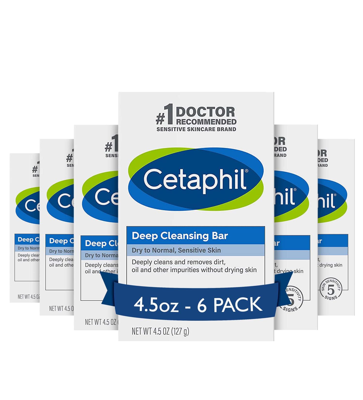 Cetaphil Deep Cleansing Bar 4.5 oz - Gentle, Hydrating Facial Cleanser - Buy Online on SooperMarket.com