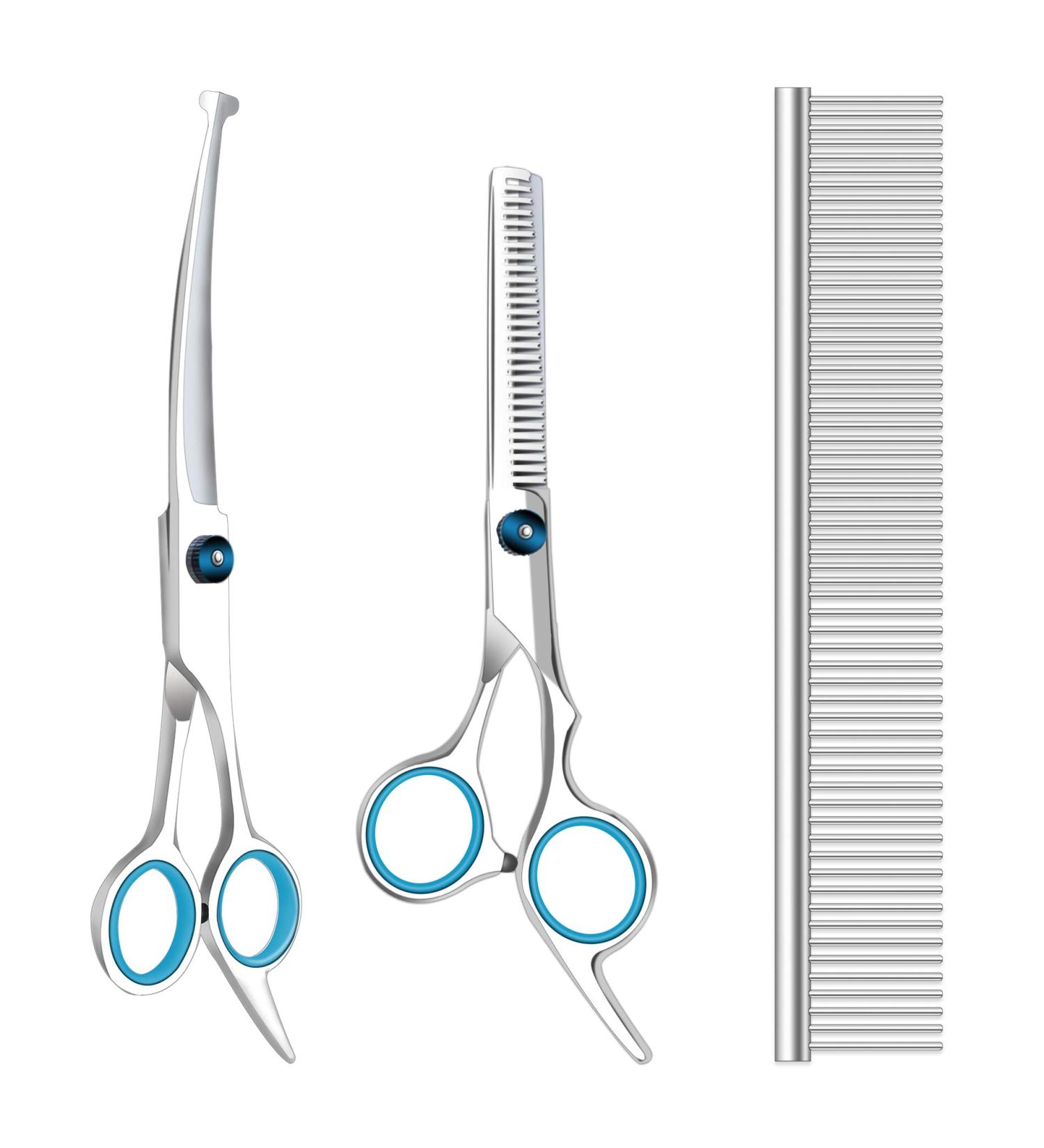 Maxshop Professional Dog Grooming Scissors Set - Titanium Stainless Steel Thinning Shears for Dogs & Cats - Set of 3 - Buy Online on SooperMarket.com