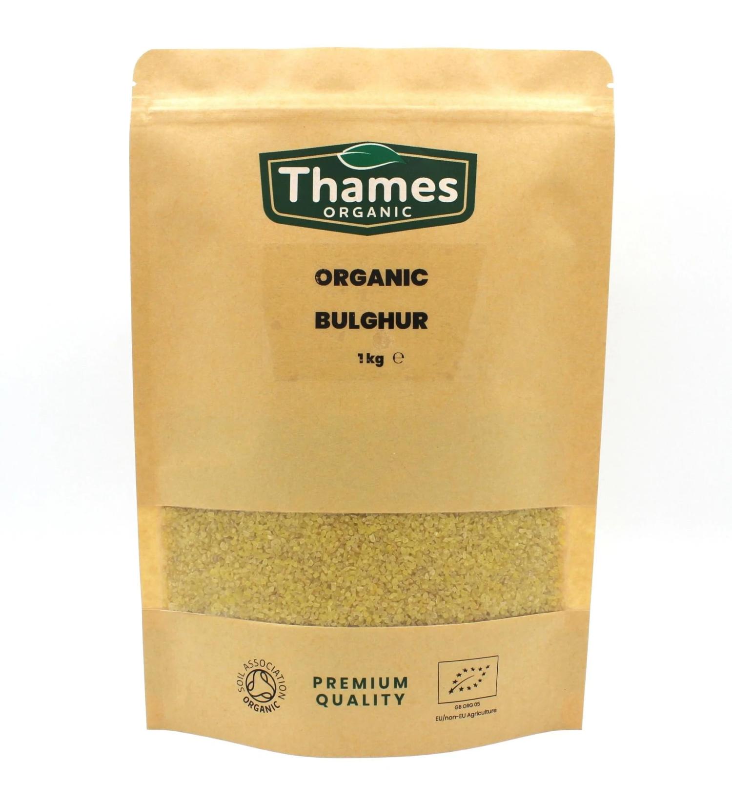 Organic Bulghur Wheat-Certified Organic Non-GMO Vegan No Additives No Preservatives Resealable Bag by Thames Organic 1kg - Buy Online on SooperMarket.com