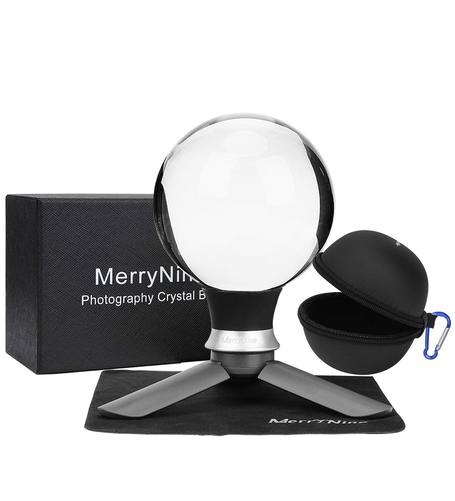 MerryNine 80mm K9 Crystal Photography Ball with Mini Tripod - Universal Camera Interface, Metal Base, Pouch - Perfect for Teaching Light Spectrum Physics and Art Decor - Buy Online on SooperMarket.com