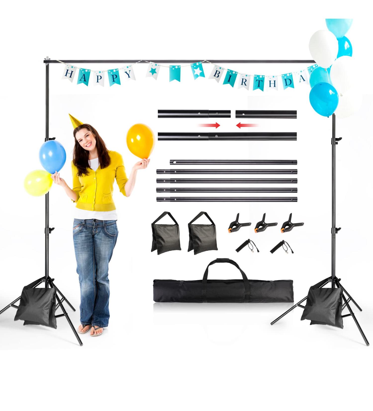 Adjustable Backdrop Stand 6.5x10ft for Parties, Weddings, Photography - ZBWW Photo Video Studio - Buy Online on SooperMarket.com