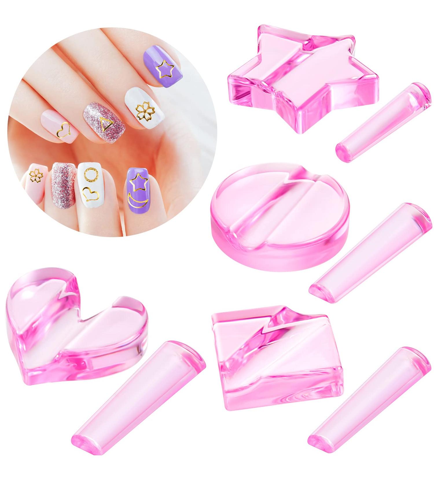 4-Piece Nail Embossed Molds | Metal Frame Bending Tools for Nail Art Design | Star, Heart Shapes | Nail Salon & Home Use - Buy Online on SooperMarket.com