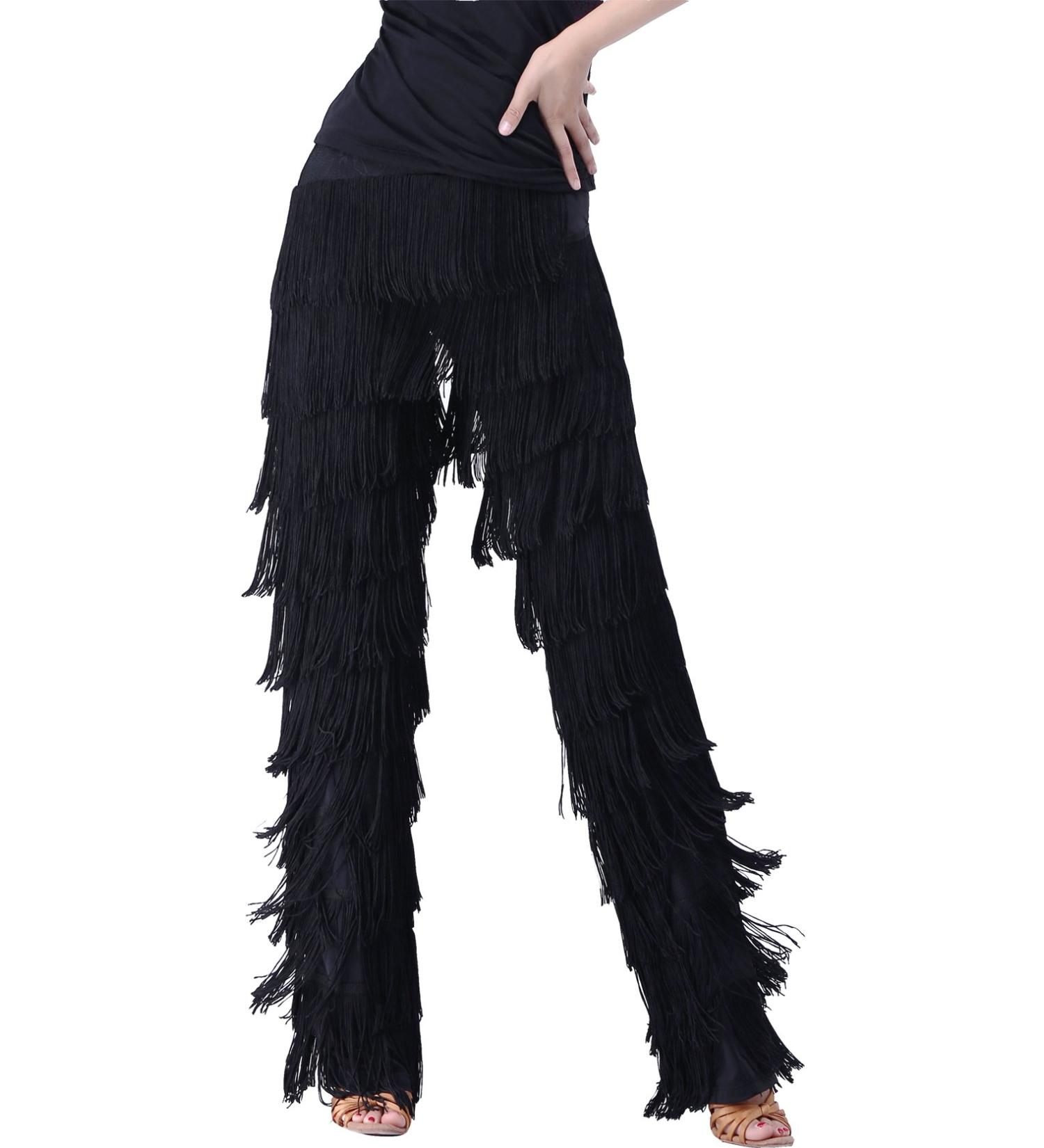 JEZISYMA Women's Tassels Fringe Dance Pants - Medium Black - Buy Online on SooperMarket.com