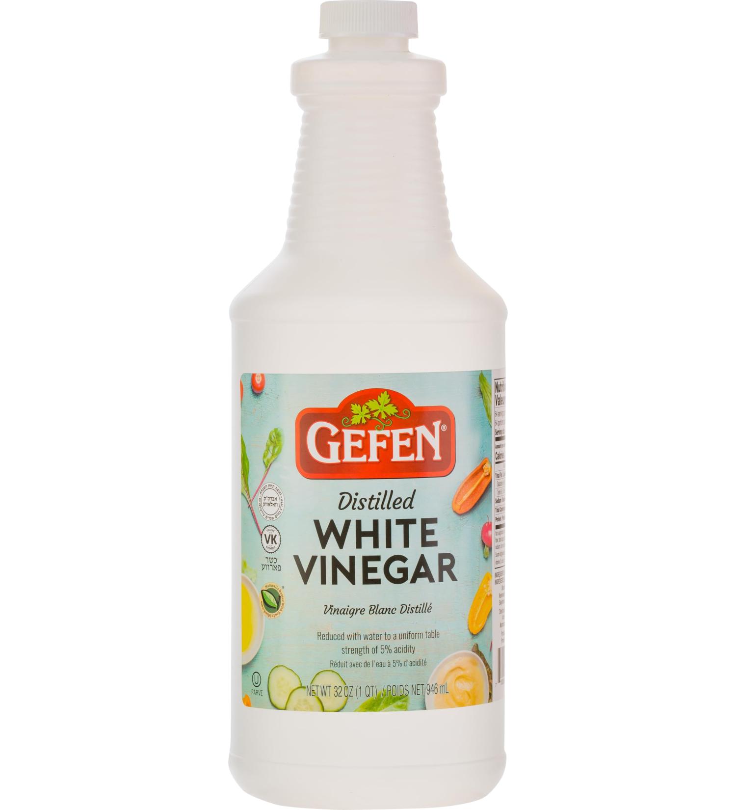 Premium Quality Gefen White Vinegar 946ml | Perfect for Cooking Cleaning Pickling & Dressings | Ideal for Culinary and Household Applications | 100% Natural Pure White Distilled Vinegar - Kosher