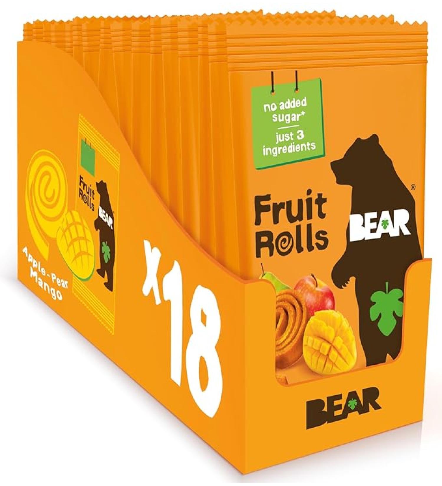 BEAR Real Fruit Snack Rolls - Gluten Free Vegan and Non-GMO - Mango â Healthy School And Lunch Snacks For Kids And Adults 0.7 Ounce (Pack of 18) - Buy Online on SooperMarket.com