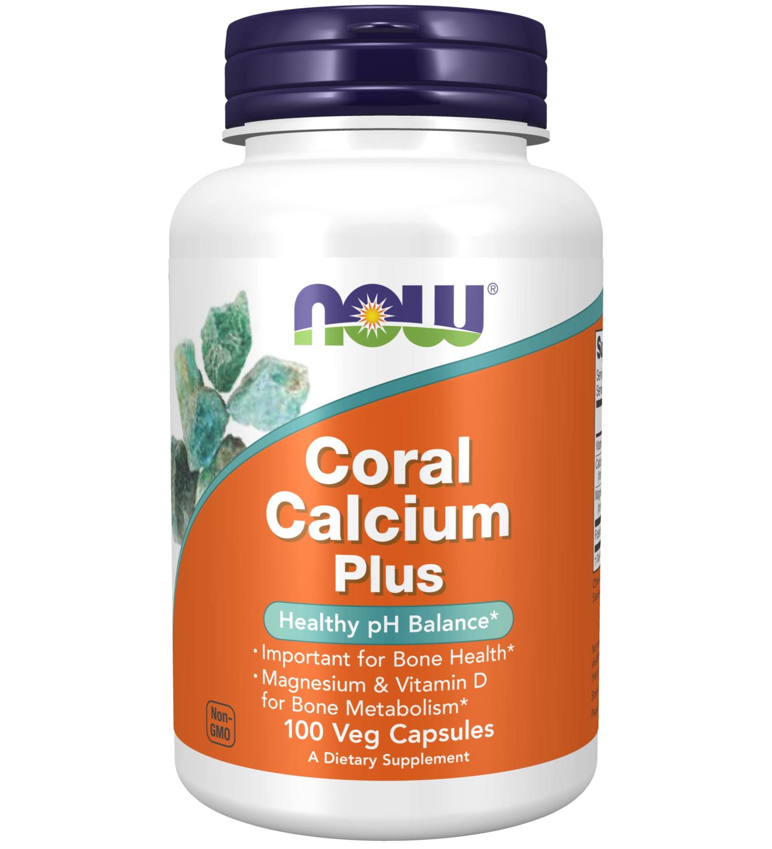 Buy Now Foods Coral Calcium Plus - 100 Vegan Capsules for Bone Health - Buy Online on SooperMarket.com