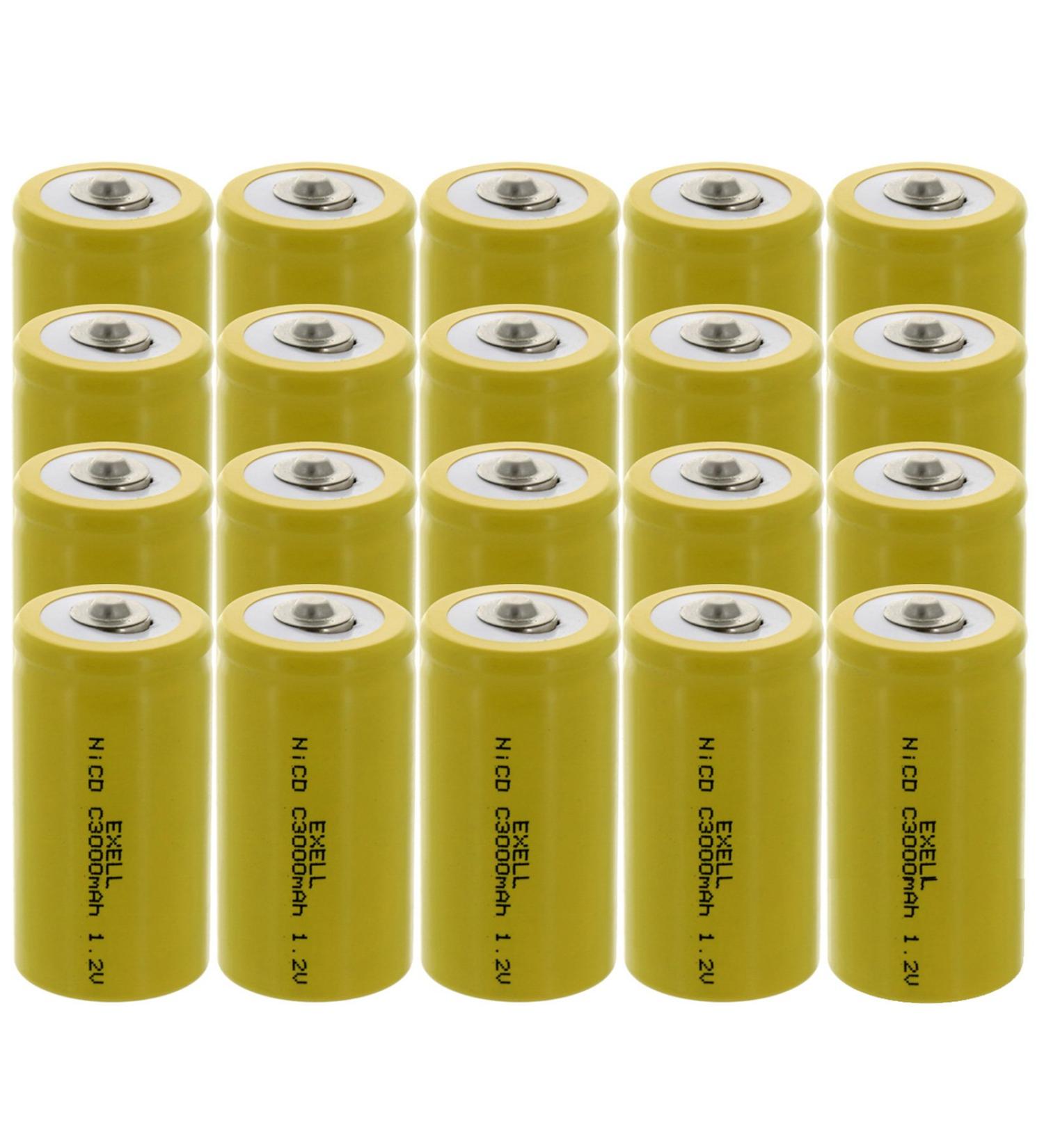 20x Exell C Size 1.2V 3000mAh NiCD Rechargeable Batteries - High Power for Meters Radios & RC Devices | International Shipping Available - Buy Online on SooperMarket.com