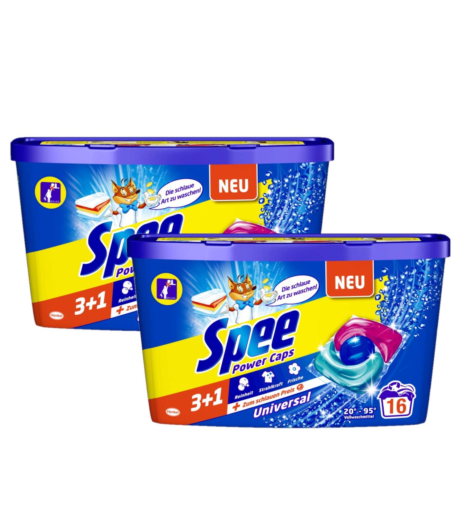Buy Spee Power Caps Universal 3+1 - Full Detergent 32 Washes (2 x 16) | 208g | Optimal Purity Radiance & Freshness for Laundry | International Shipping Available - Buy Online on SooperMarket.com