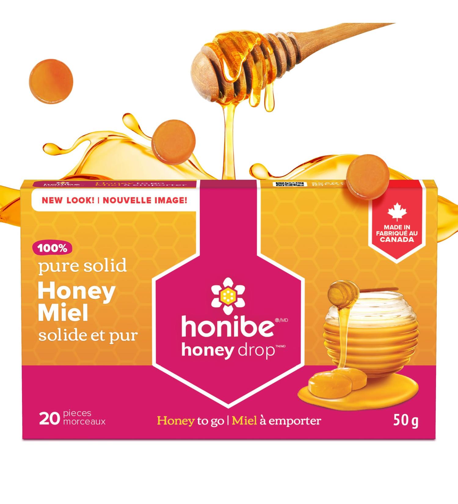 Honibe Honey Drops | 100% Pure Honey | Solid Honey Sweetener | Soothes Sore Throat | Pack of 12 20 Drops per Pack (240 Drops) - Buy Online on SooperMarket.com
