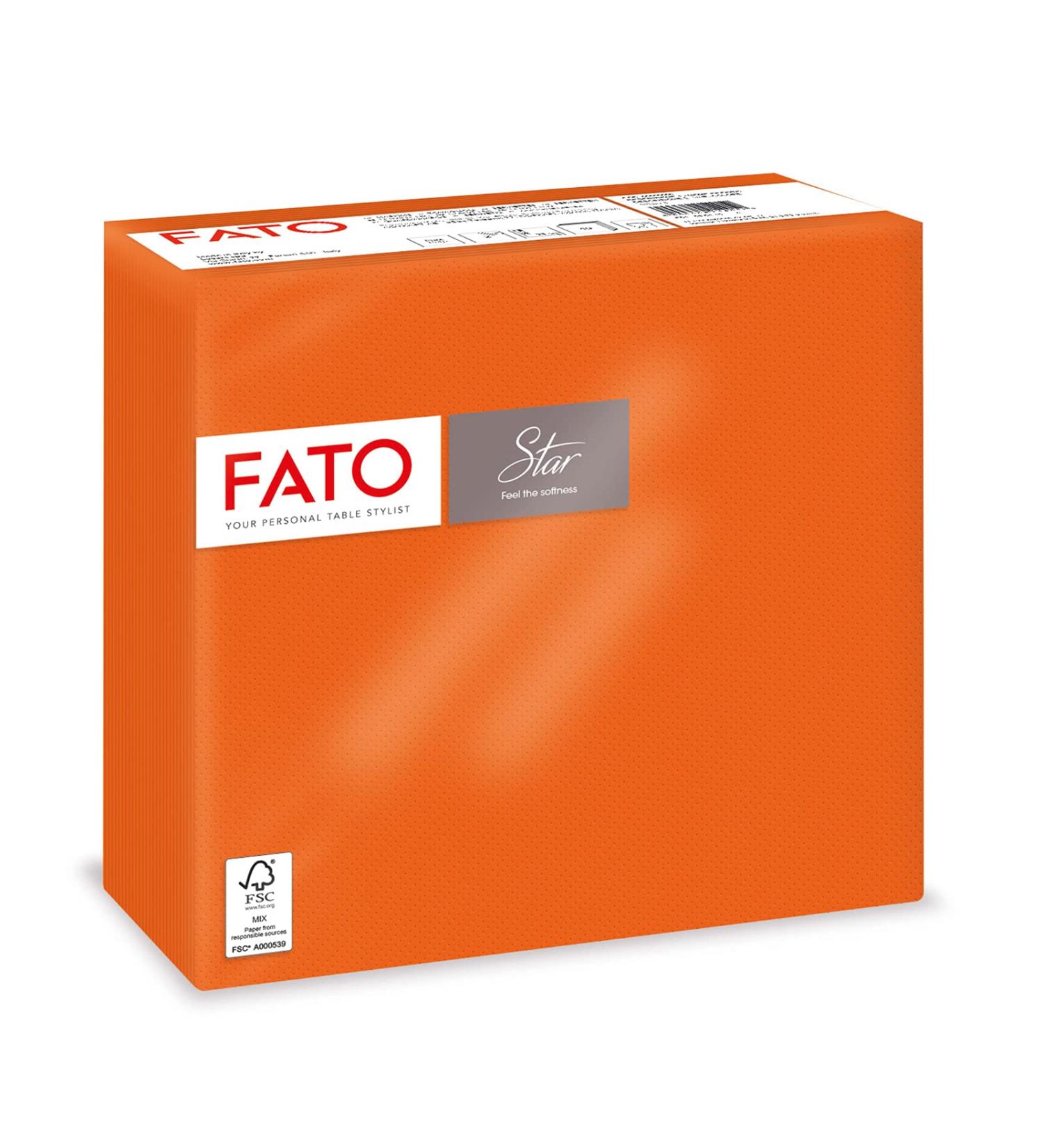 FATO Disposable Napkins - Soft & Gentle 40-Pack | 38x38cm - 2-Layer Orange | 100% Pure Cellulose Paper - FSC Certified - Buy Online on SooperMarket.com