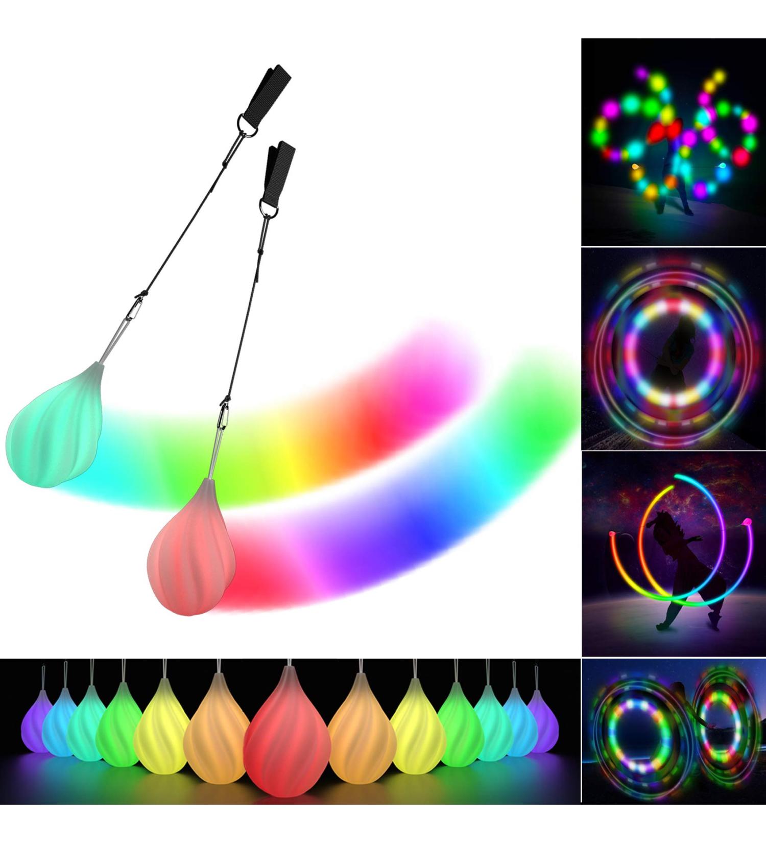 LED POI Balls Set - Beginner & Professional Juggling with Rainbow Colors & Strobe Effect | Premium Light POI Balls for Kids & Adults - Buy Online on SooperMarket.com