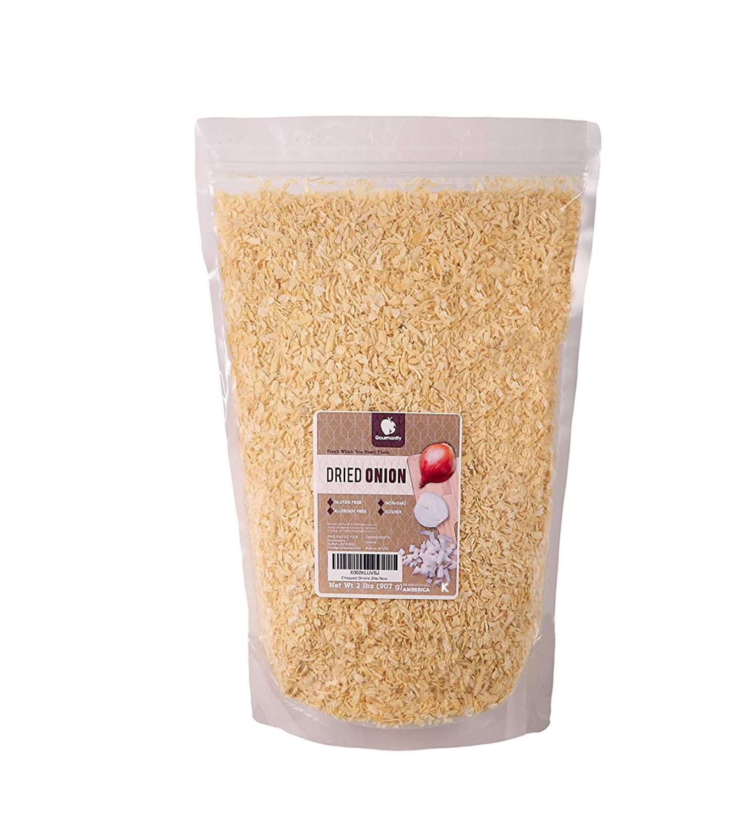 Gourmanity 2 lb Minced Onions - Dehydrated Onion Flakes for Cooking - Fresh Yellow Onion Substitute - Bulk Dried Chopped Onions - Buy Online on SooperMarket.com