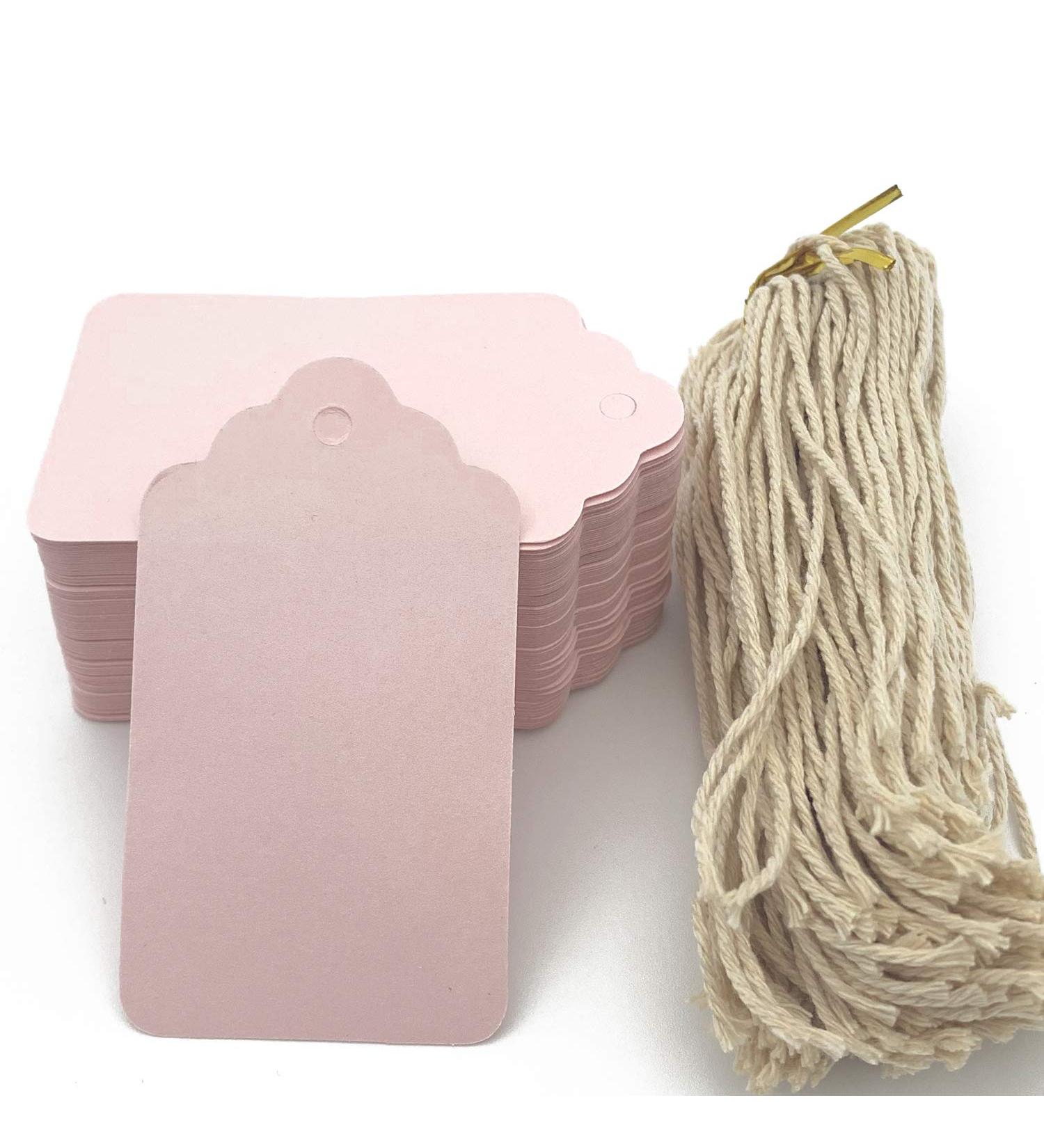 100pcs Pink Paper Hang Gift Tags  Blank Marking Tags with String for Baby Shower Favors Valentine's Day  Mother's Day and Craft Homemade Gifts - Buy Online on SooperMarket.com
