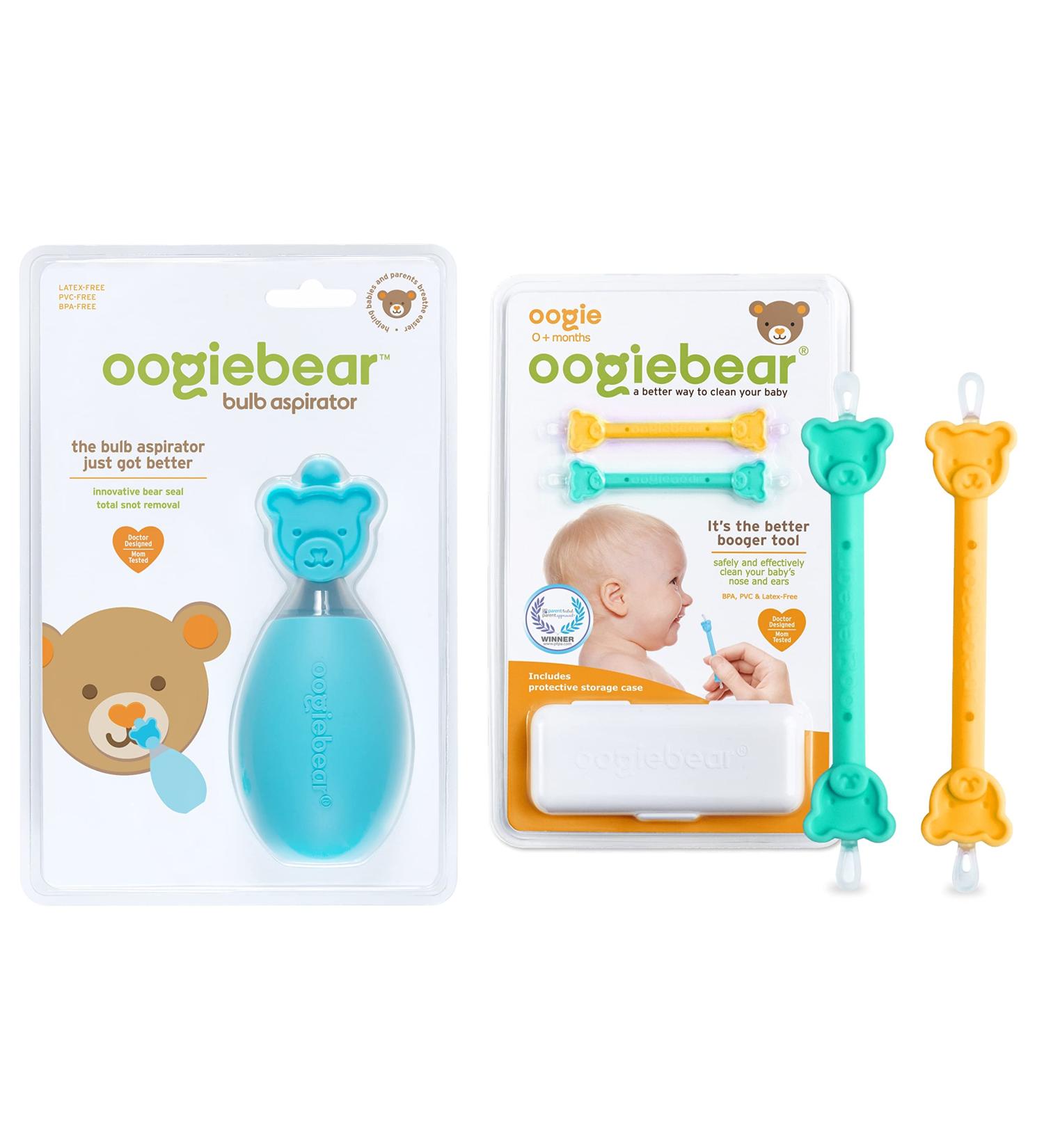 Oogiebear Baby Nasal Aspirator Bulb and 2-in-1 Nose Booger Snot & Ear Wax Gadget - Orange Bundle - Buy Online on SooperMarket.com