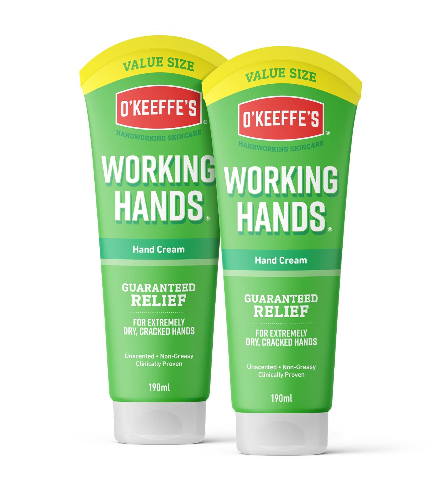 O Keeffe s Working Hands Value Tube 190ml (2 Pack) Hand Cream for Extremely Dry Cracked Hands | Non-Greasy Unscented & Instantly Boosts Moisture Levels TUBE 190 ml (Pack of 2) - Buy Online on SooperMarket.com