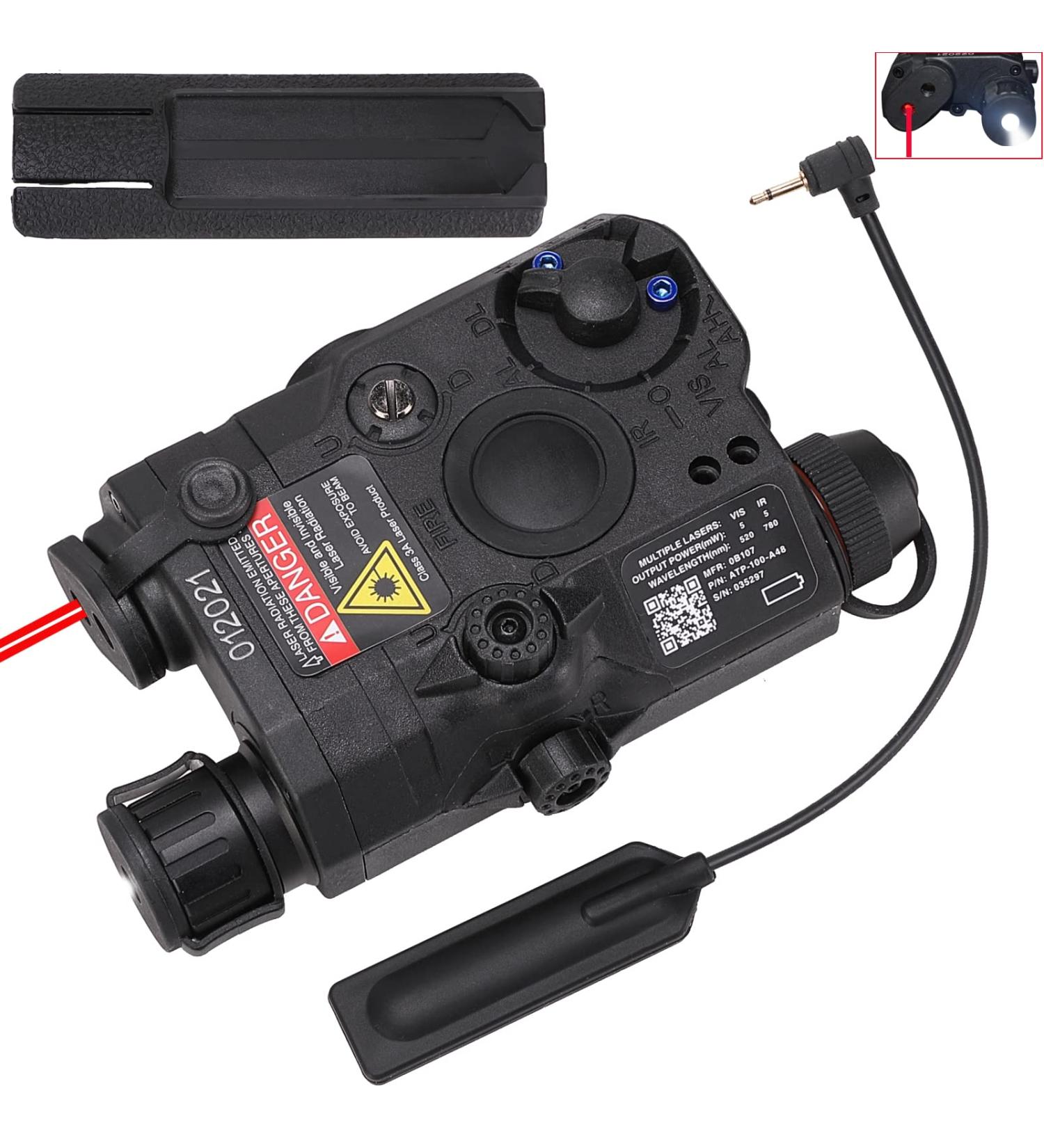 Ratulie Upgraded Airsoft PEQ 15 Box with IR Laser, Red Laser Sight, and White LED Flashlight - Black | Compatible with AEG, GBB, CQB | 20mm Picatinny Rail Mount - Buy Online on SooperMarket.com
