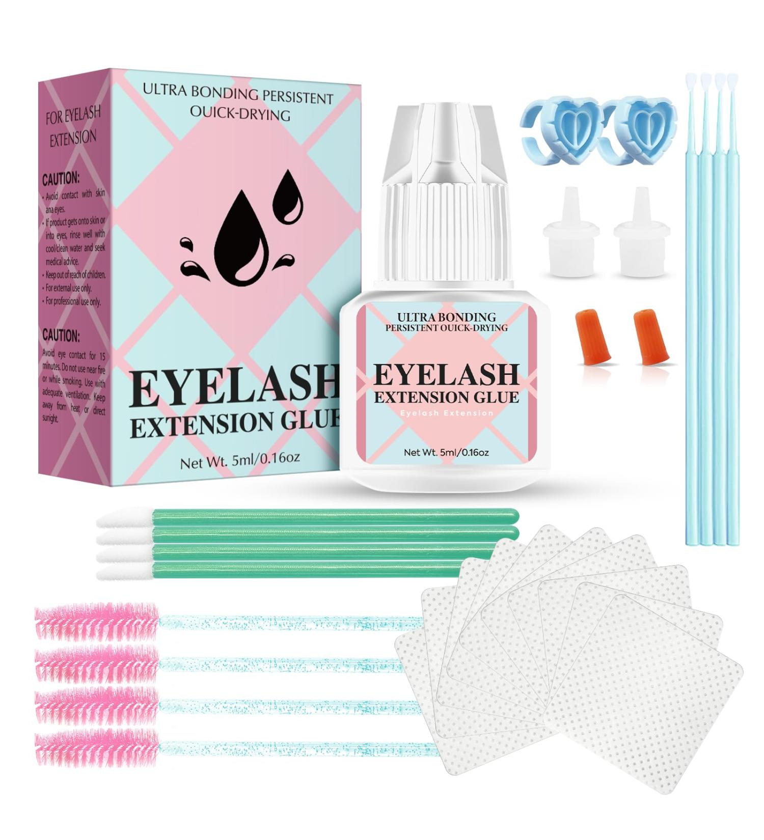 Sensitive Eyelash Extension Adhesive Kit Smokeless Eyelash Extension Adhesive 5ml | Retain 3-4 Weeks | 2-3 Seconds Drying Time Professional and Personal DIY Eyelash Adhesive